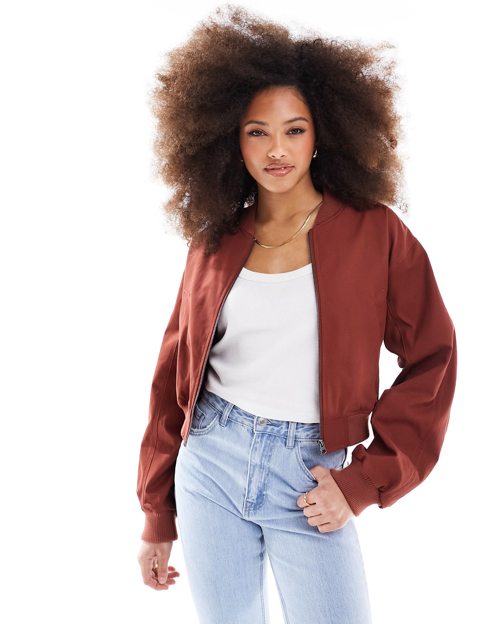 Летний бомбер терракотового цвета из стираного хлопка ASOS DESIGN 