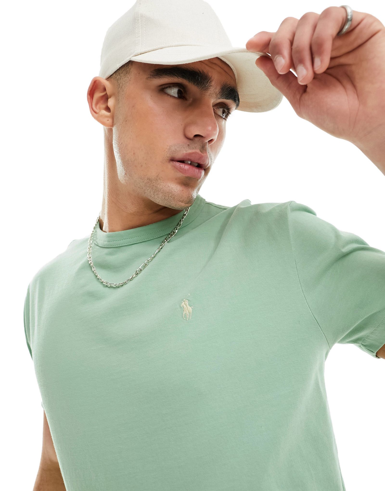 Светло-зеленая классическая футболка оверсайз с логотипом Polo Ralph Lauren 8990₽