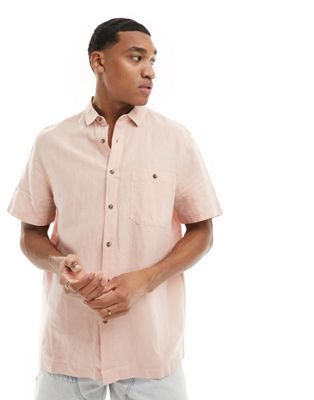 Розовая свободная рубашка из смесового льна ASOS DESIGN