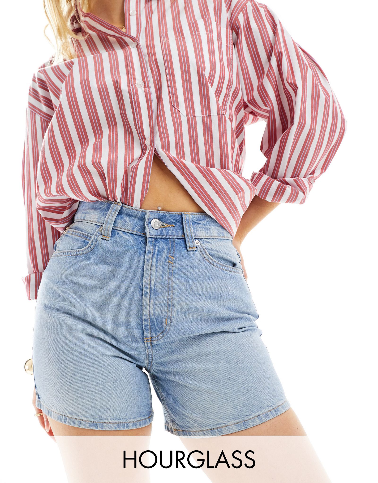 Светло-голубые джинсовые шорты для папы ASOS DESIGN Hourglass