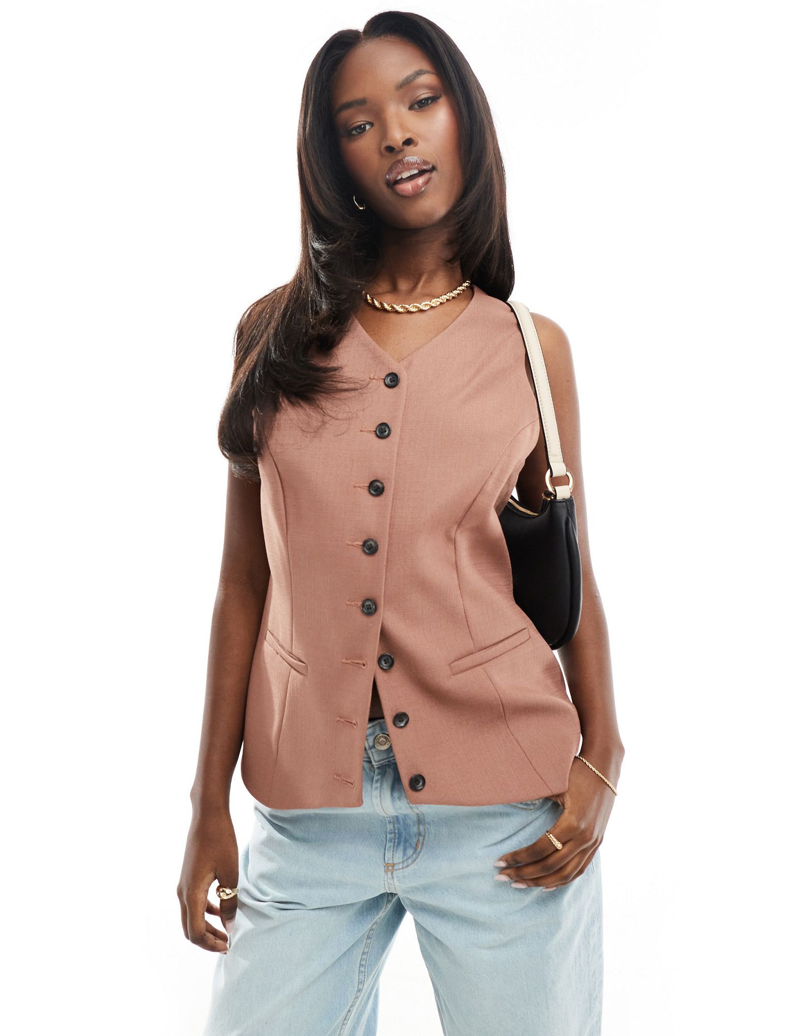 Коричневый жилет с высоким воротником River Island 9190₽