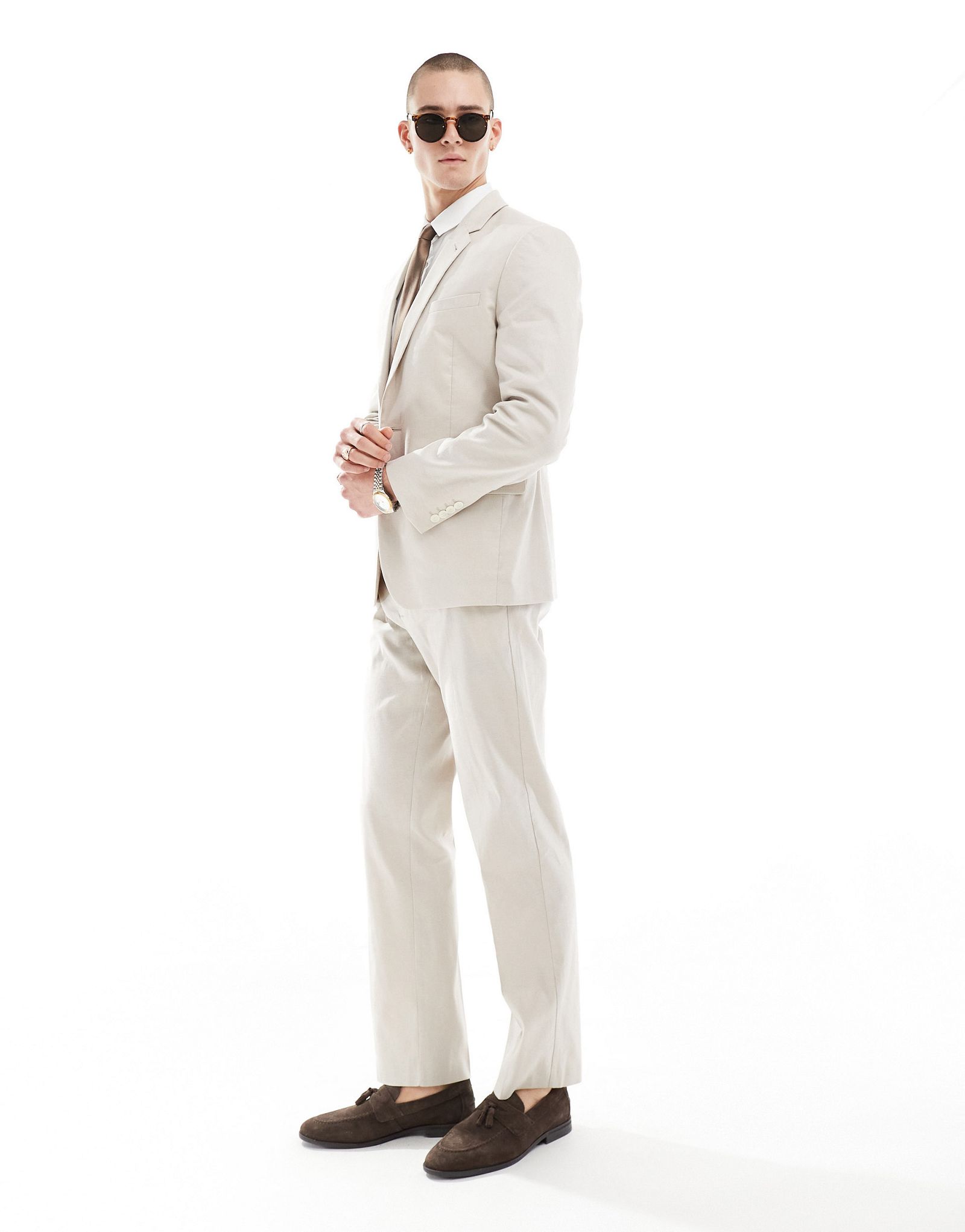 Прямые льняные костюмные брюки ASOS DESIGN