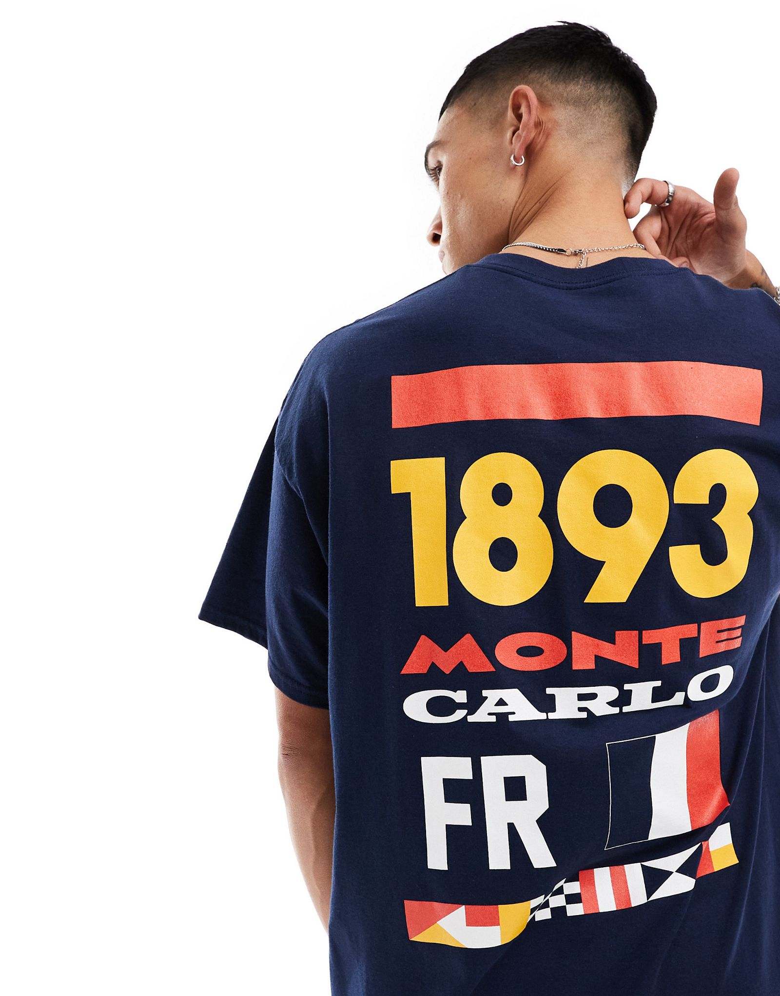 Темно-синяя оверсайз-футболка с принтом на спине ASOS DESIGN 4190₽