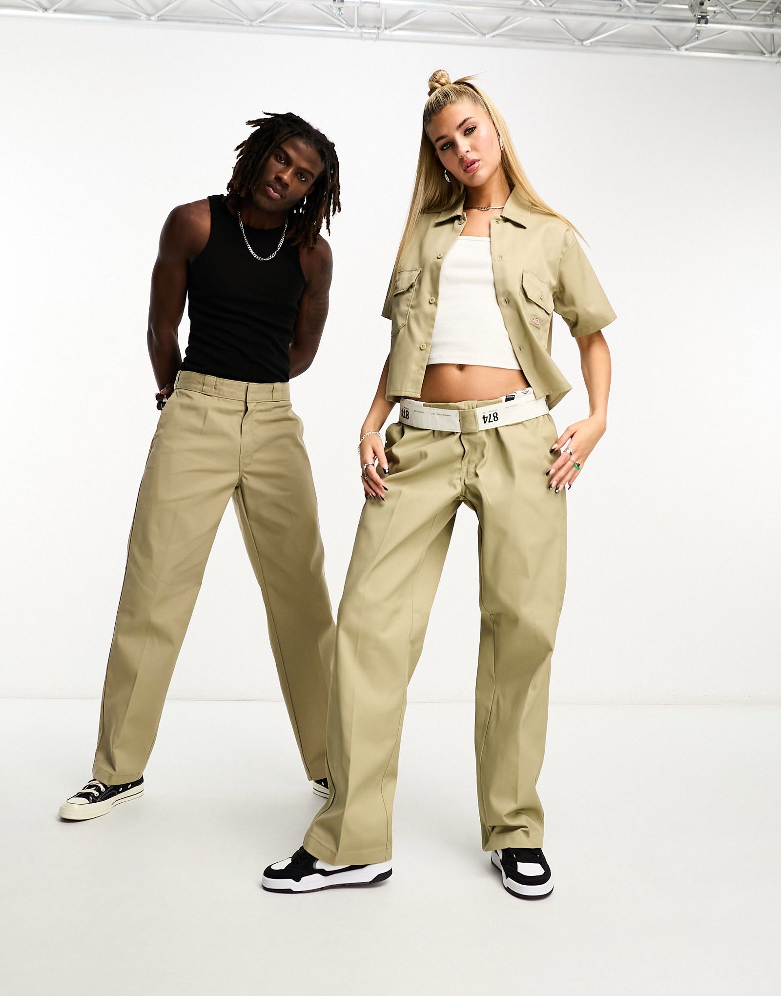 Саржевые брюки цвета хаки Dickies Original 874