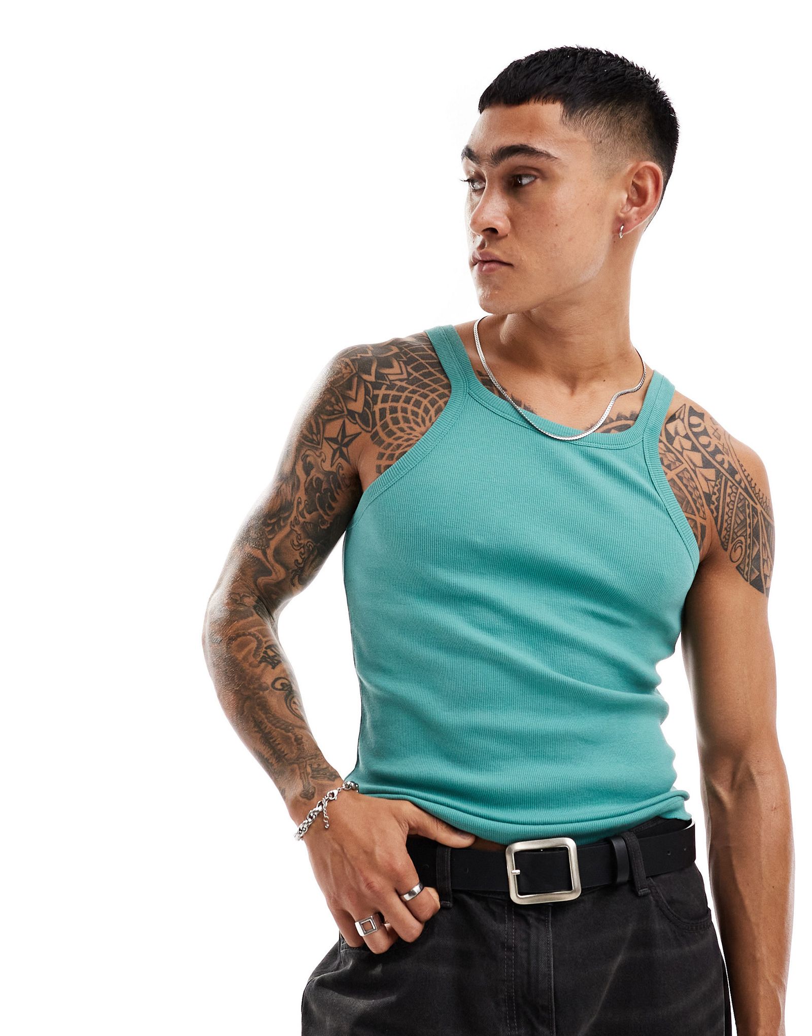 Зеленая майка с овальным вырезом ASOS DESIGN 3390₽