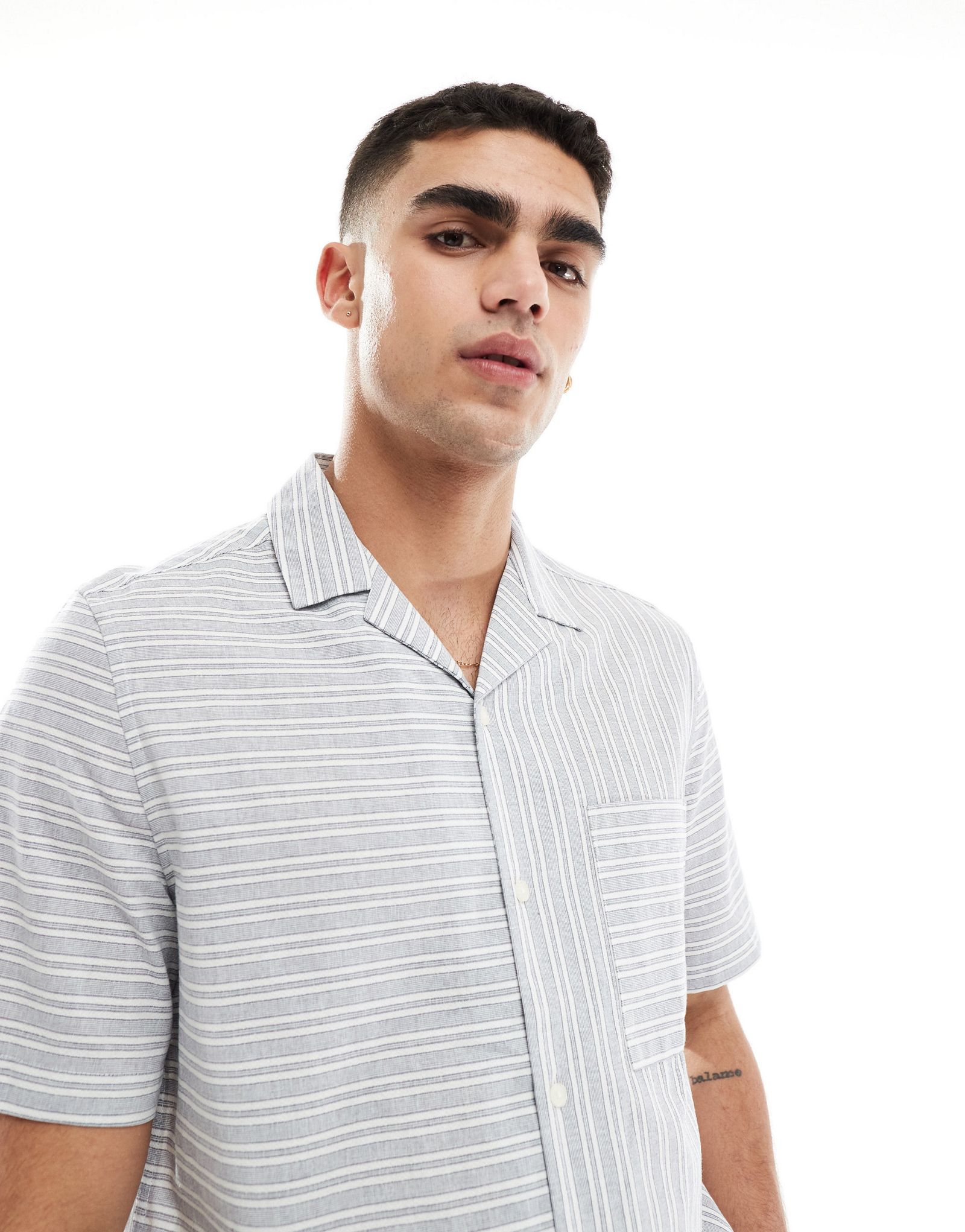 Свободная рубашка в синюю полоску ASOS DESIGN Revere 