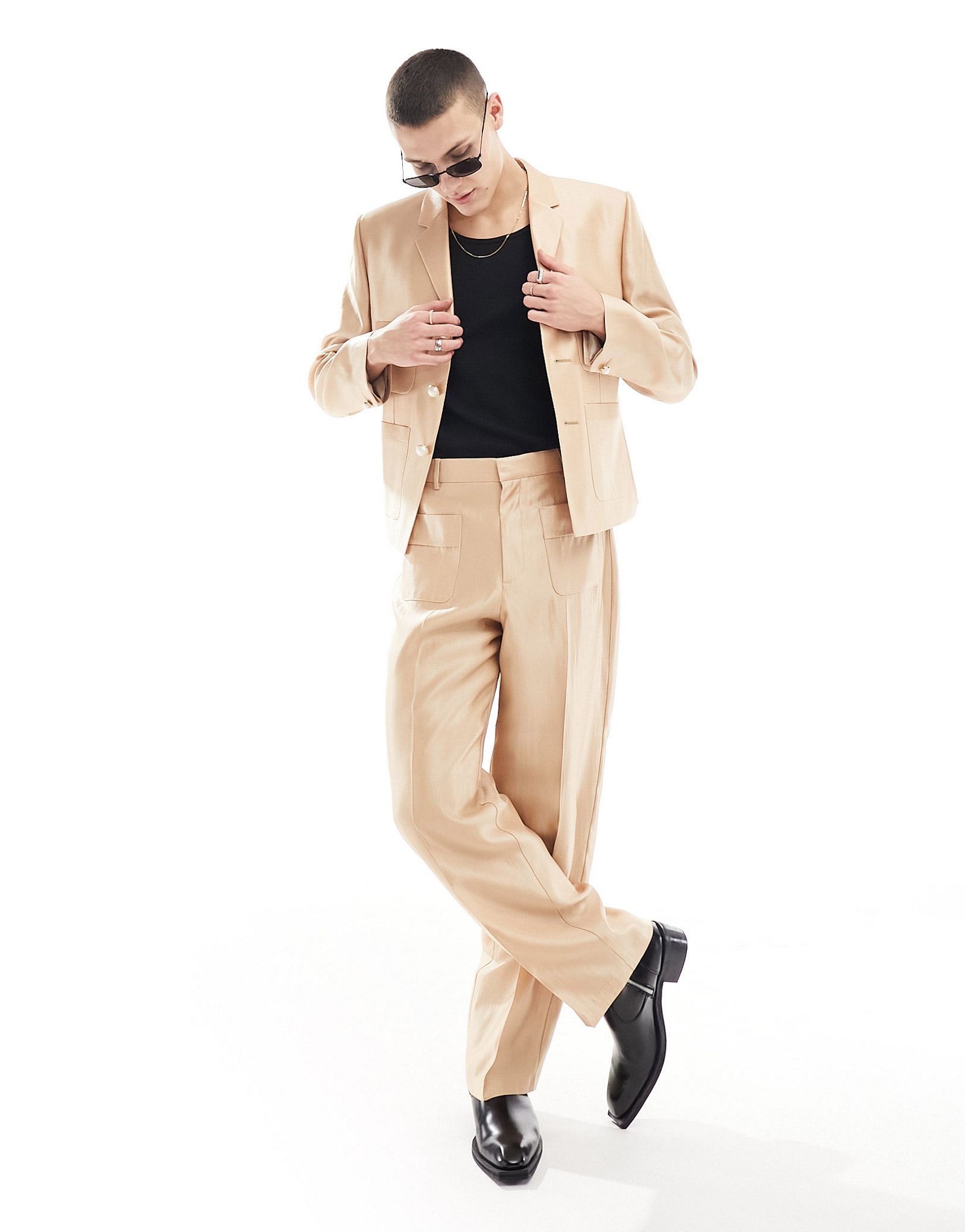 Золотые прямые брюки сафари ASOS DESIGN