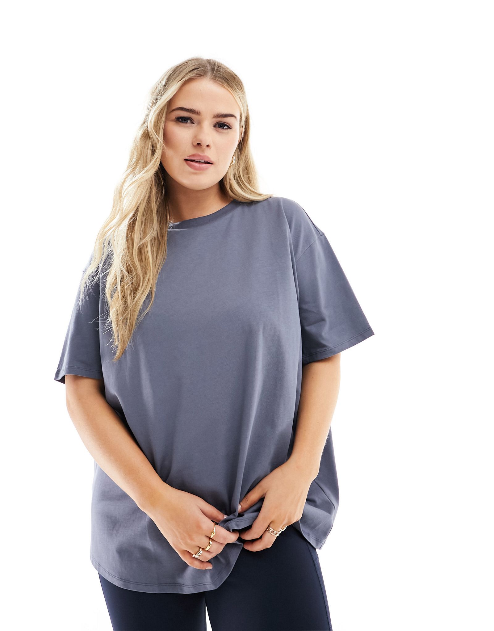 Футболка больших размеров ASOS 4505 Curve Icon с быстрой сушкой шиферно-синего цвета 4390₽