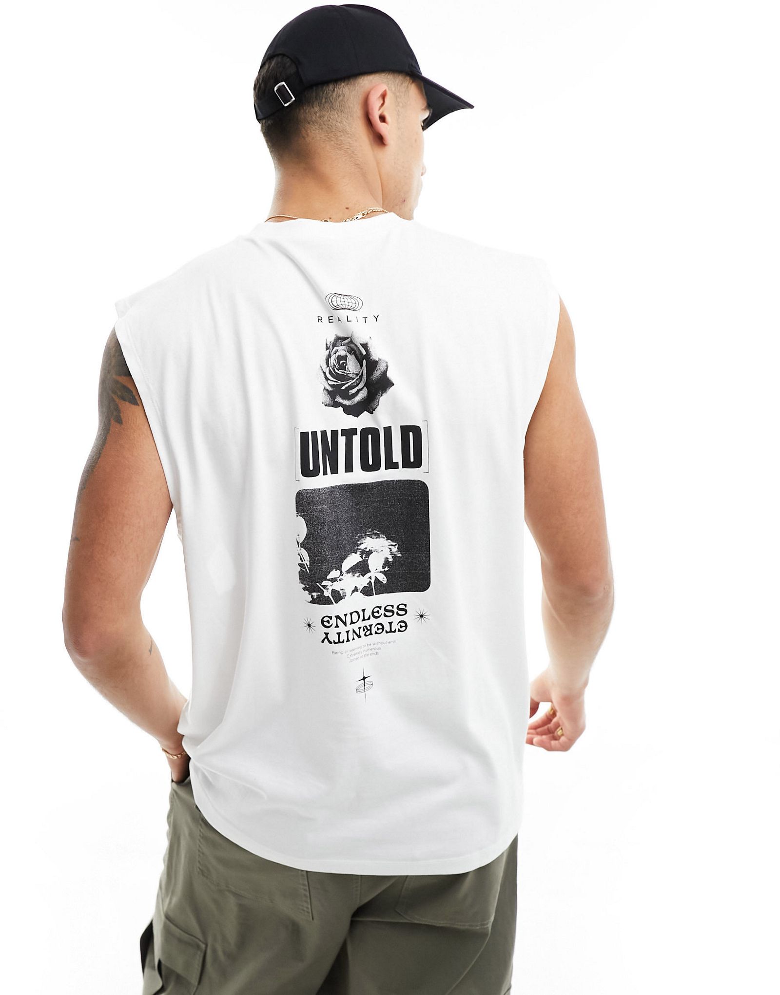 Белая объемная майка с принтом на спине ASOS DESIGN 3290₽