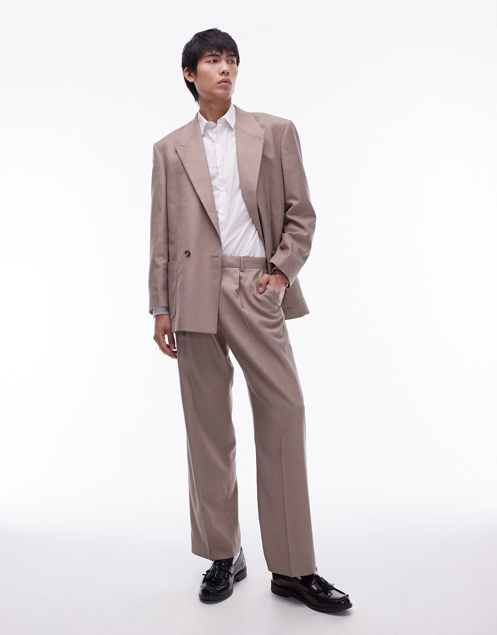 Светло-коричневые классические брюки Topman