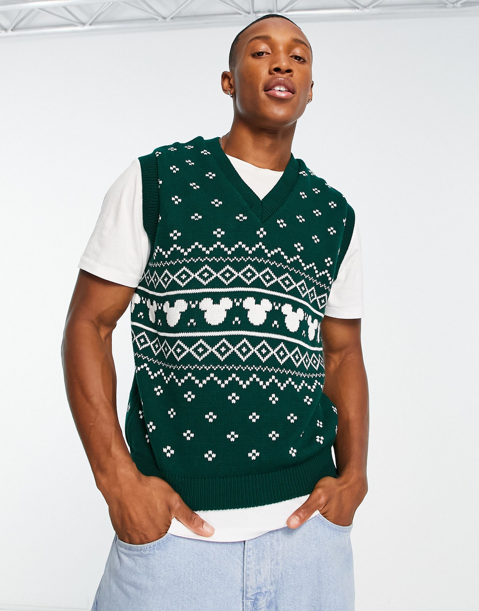 Зеленая трикотажная майка Fair Isle с Микки ASOS DESIGN 7990₽