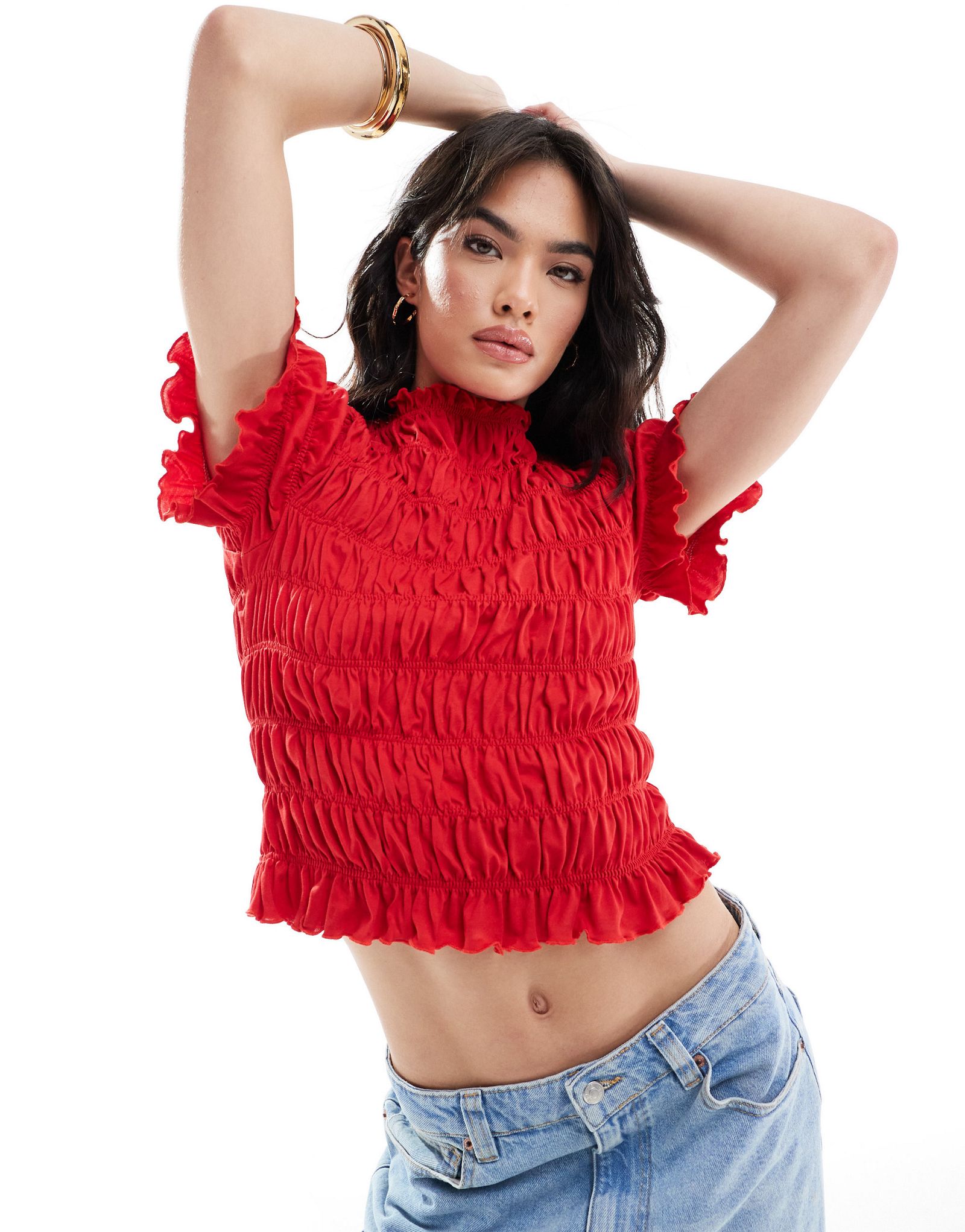 Красная детская футболка со сборками ASOS DESIGN 5690₽