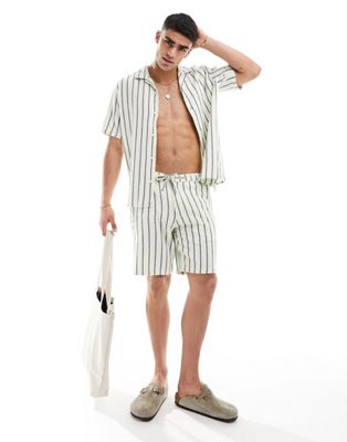 Короткий фактурный комплект в зеленую полоску Selected Homme