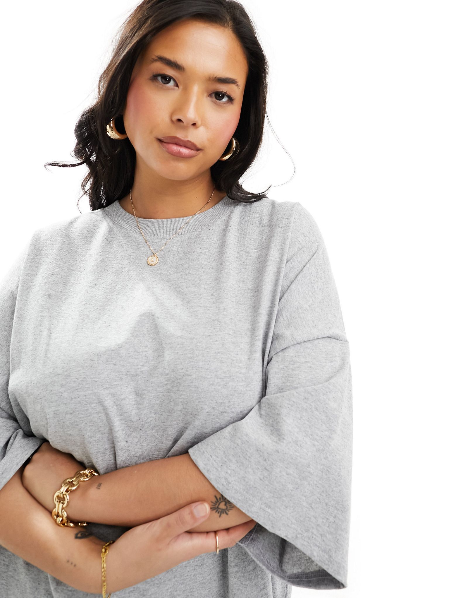 Серая вересковая футболка оверсайз премиум-класса ASOS EDITION Curve 7390₽