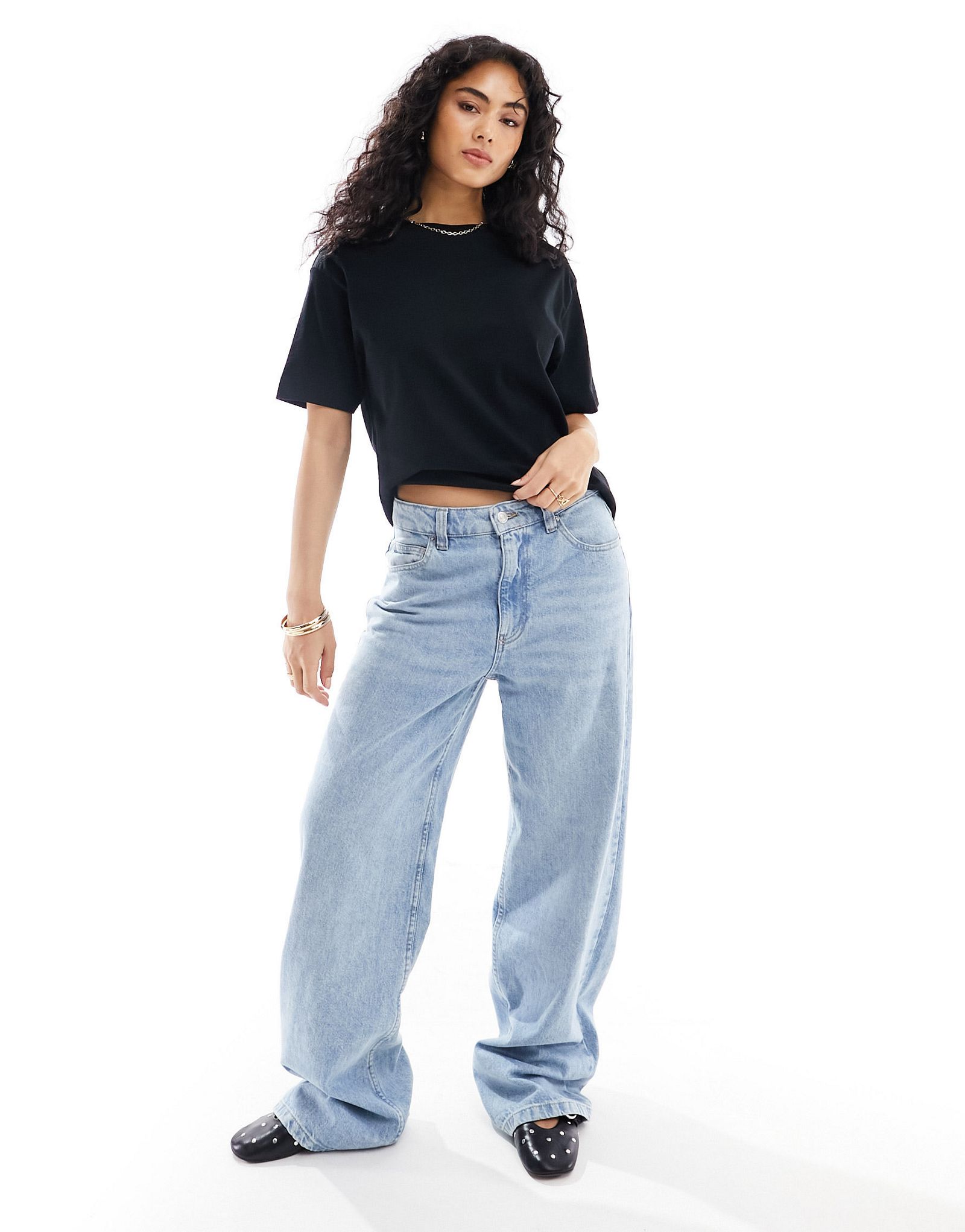 Черная футболка оверсайз Pull-Bear