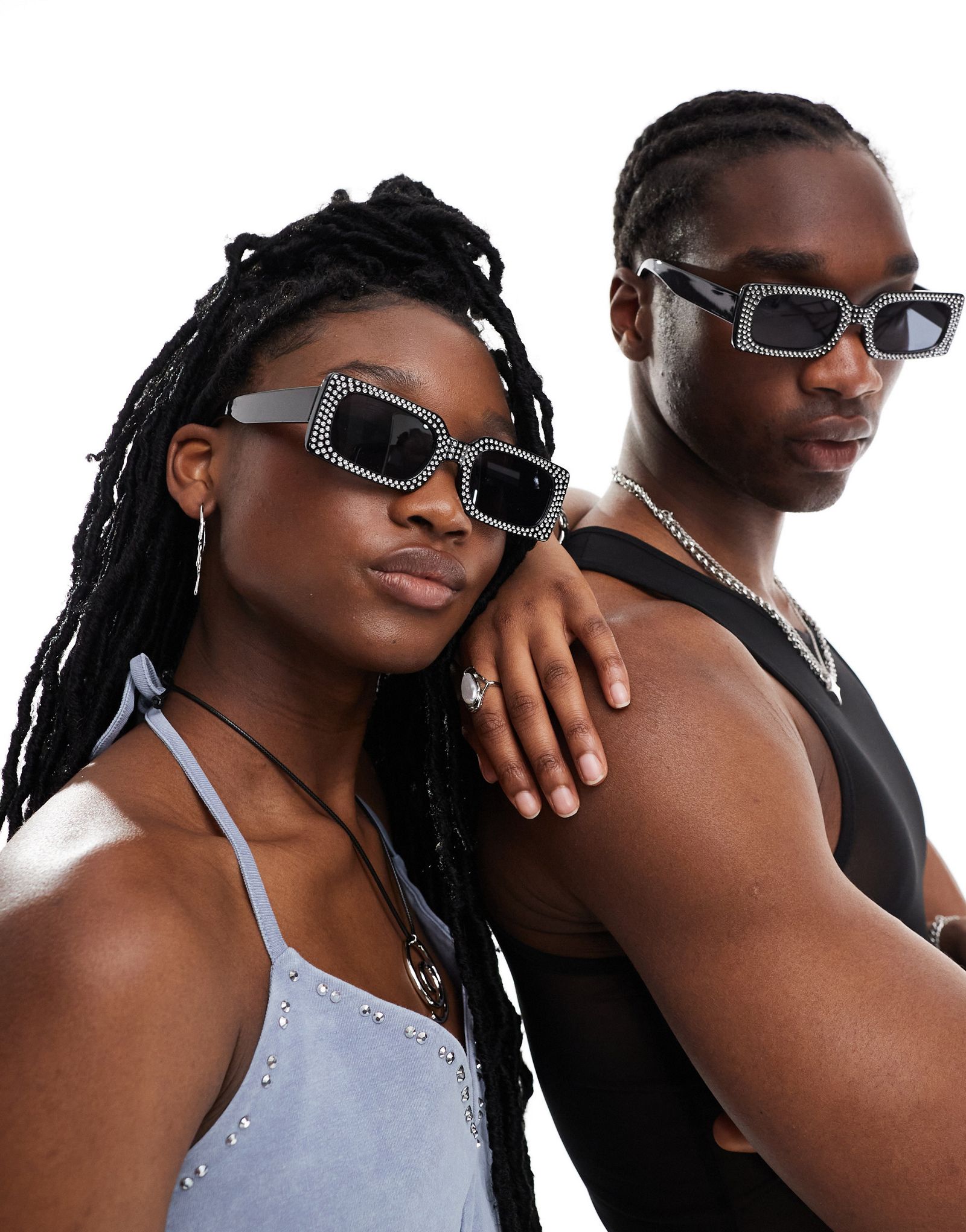 Черные прямоугольные солнцезащитные очки с украшением AJ Morgan 2690₽