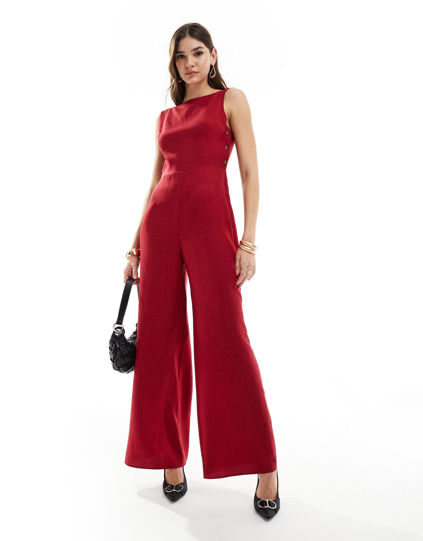 Комбинезон широкого кроя с высоким воротником и пуговицами ASOS DESIGN 9190₽