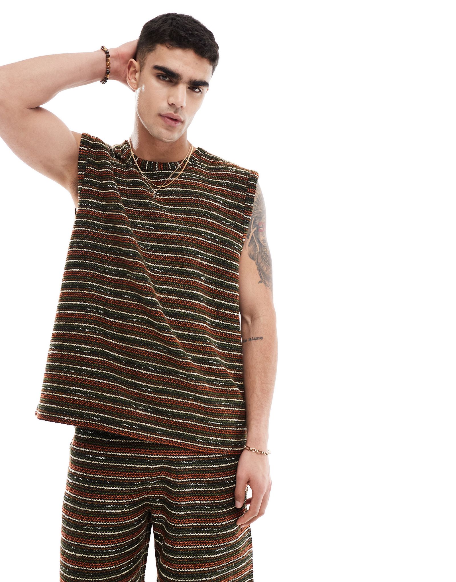 Разноцветная майка оверсайз ASOS DESIGN связанная крючком часть комплекта 4290₽