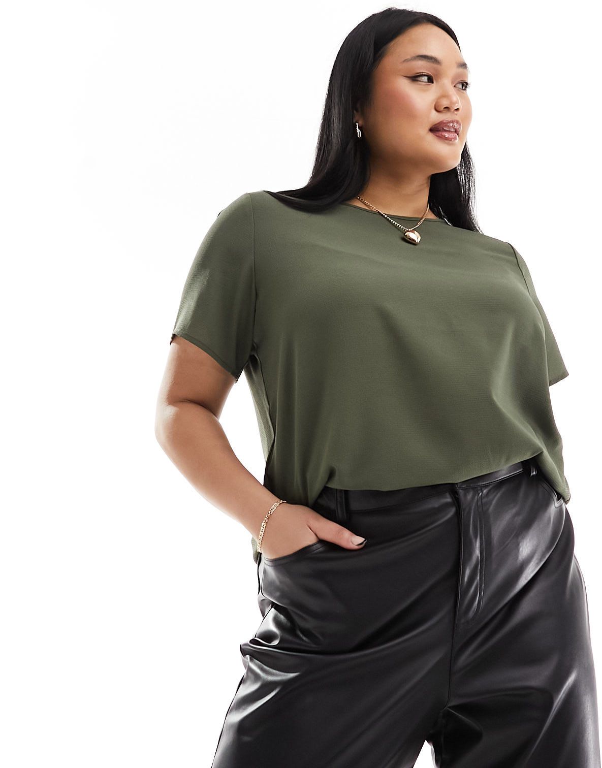 Блузка цвета хаки на молнии на спине ONLY Curve 5390₽