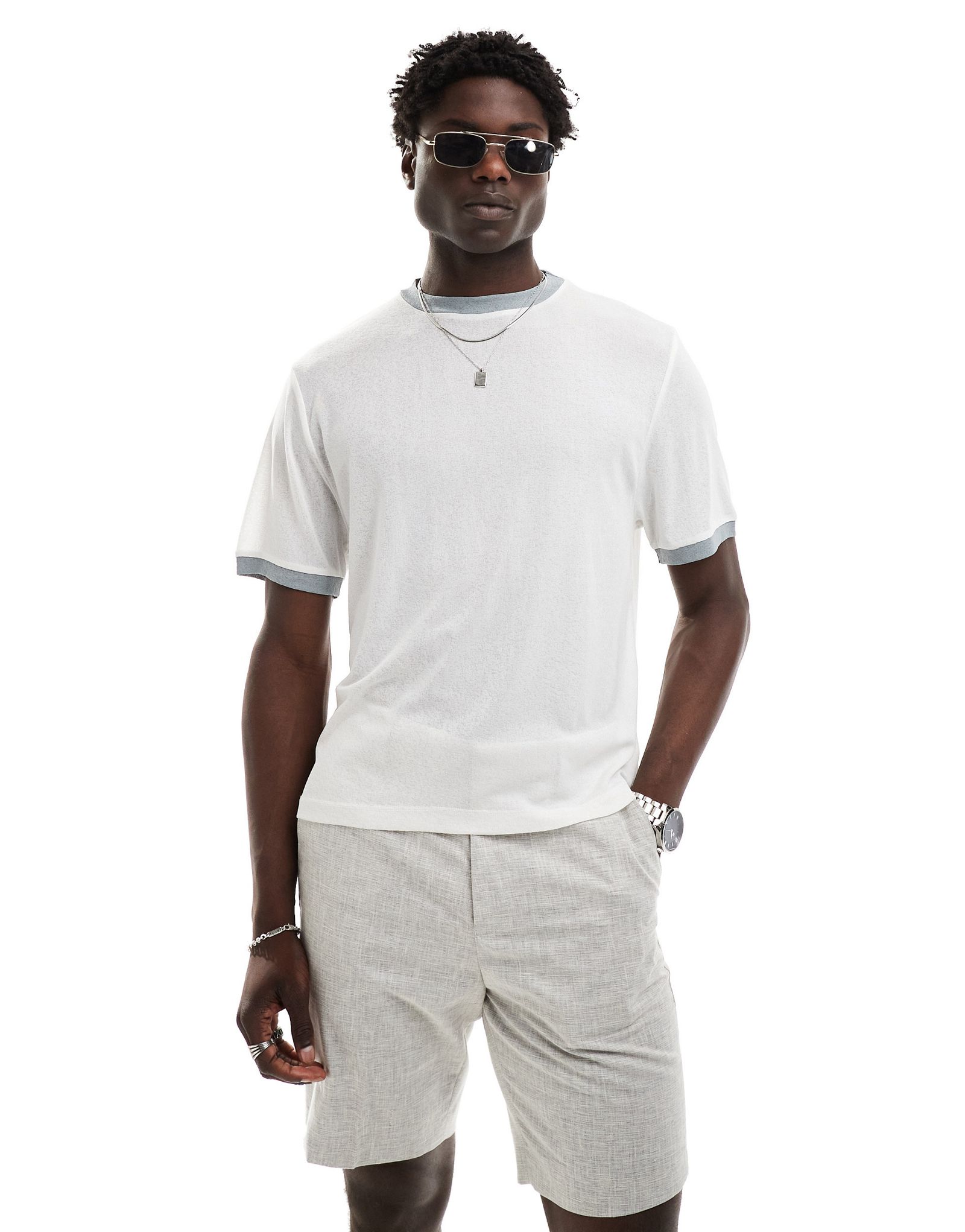 Белая сетчатая футболка свободного кроя ASOS DESIGN 2390₽