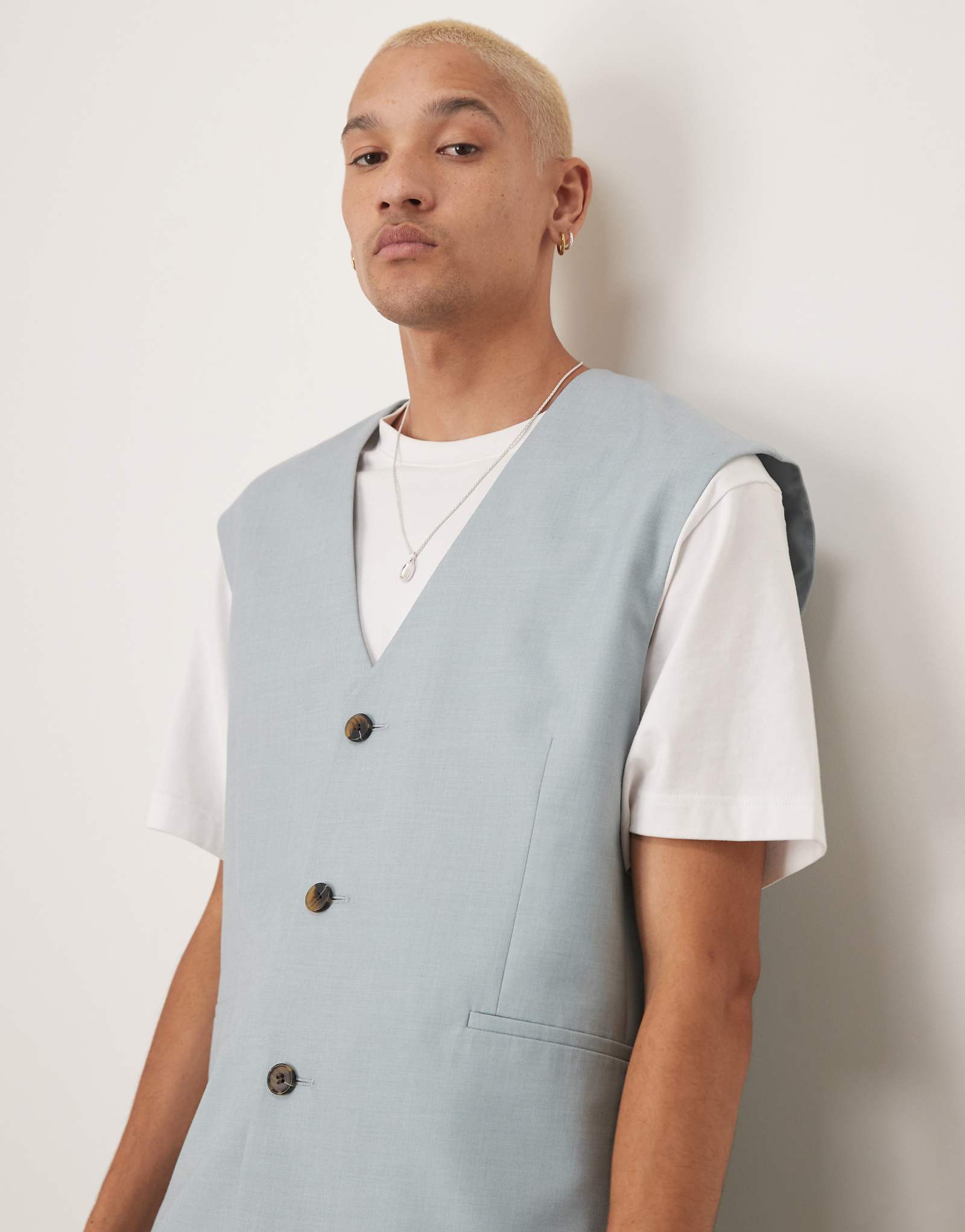 ASOS DESIGN vest jacket in light blue 3990₽