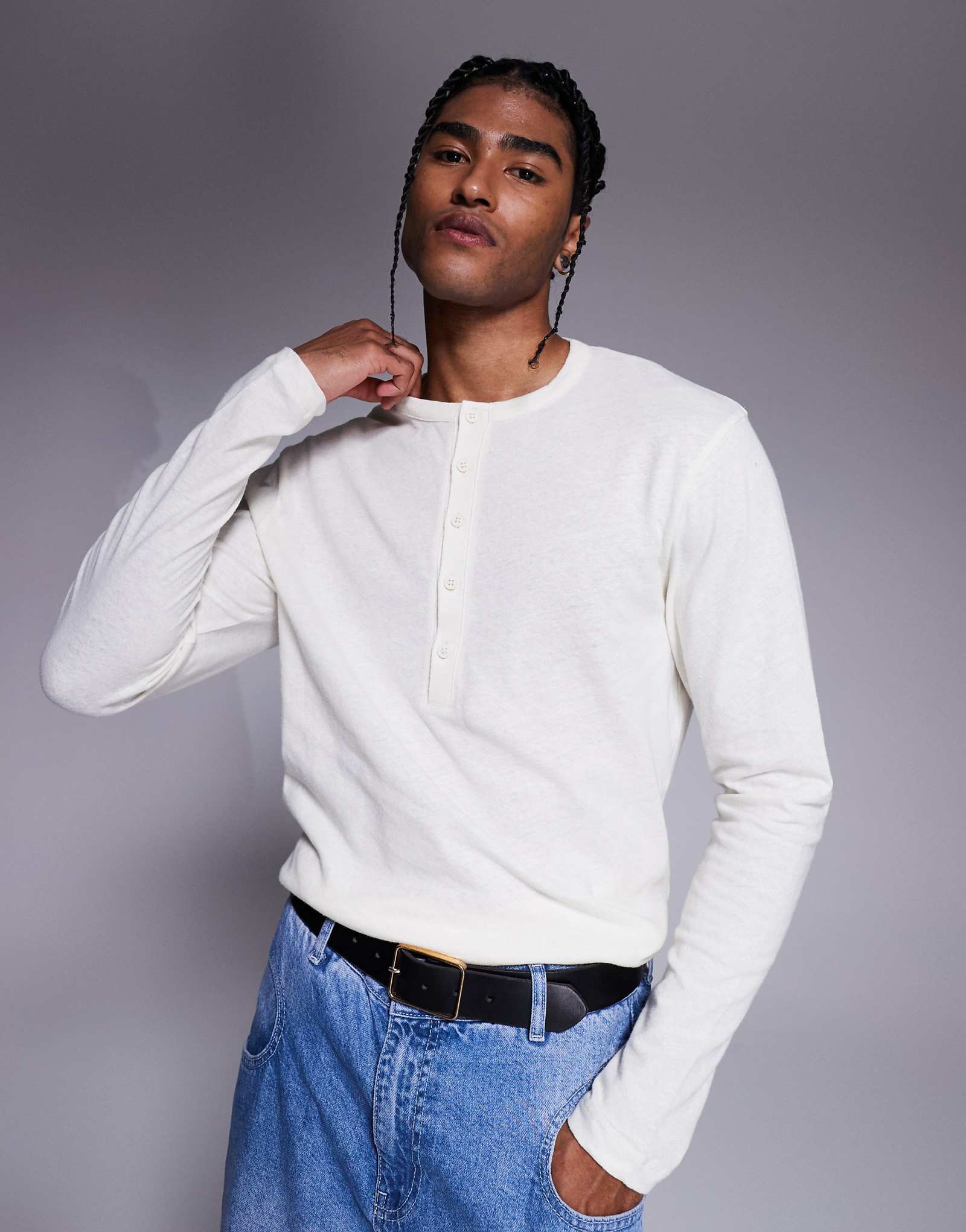 Футболка ASOS DESIGN кремовая с длинными рукавами 7190₽