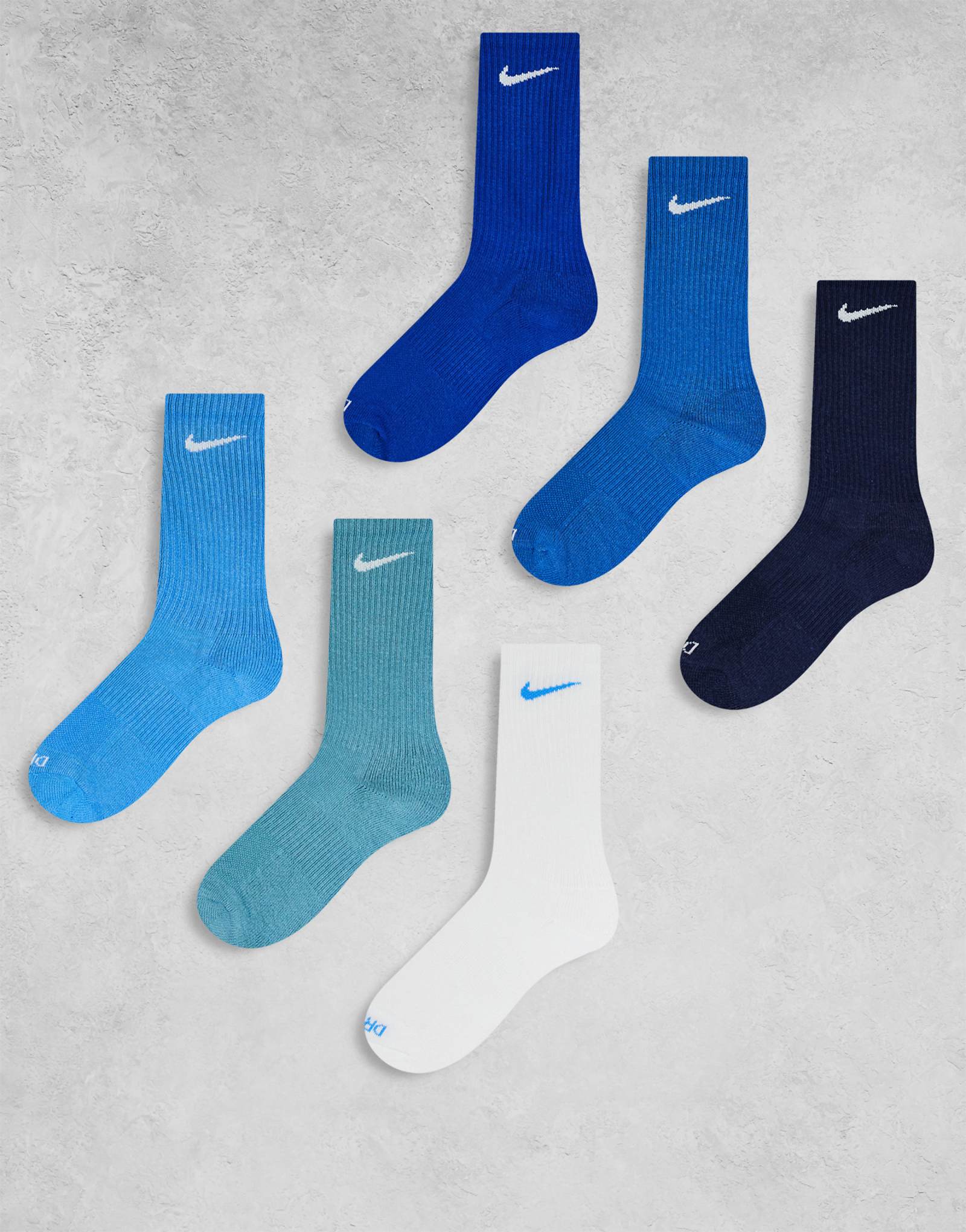 Nike Training Everyday Plus Cushioned 6-pack crew socks in blue 5090₽