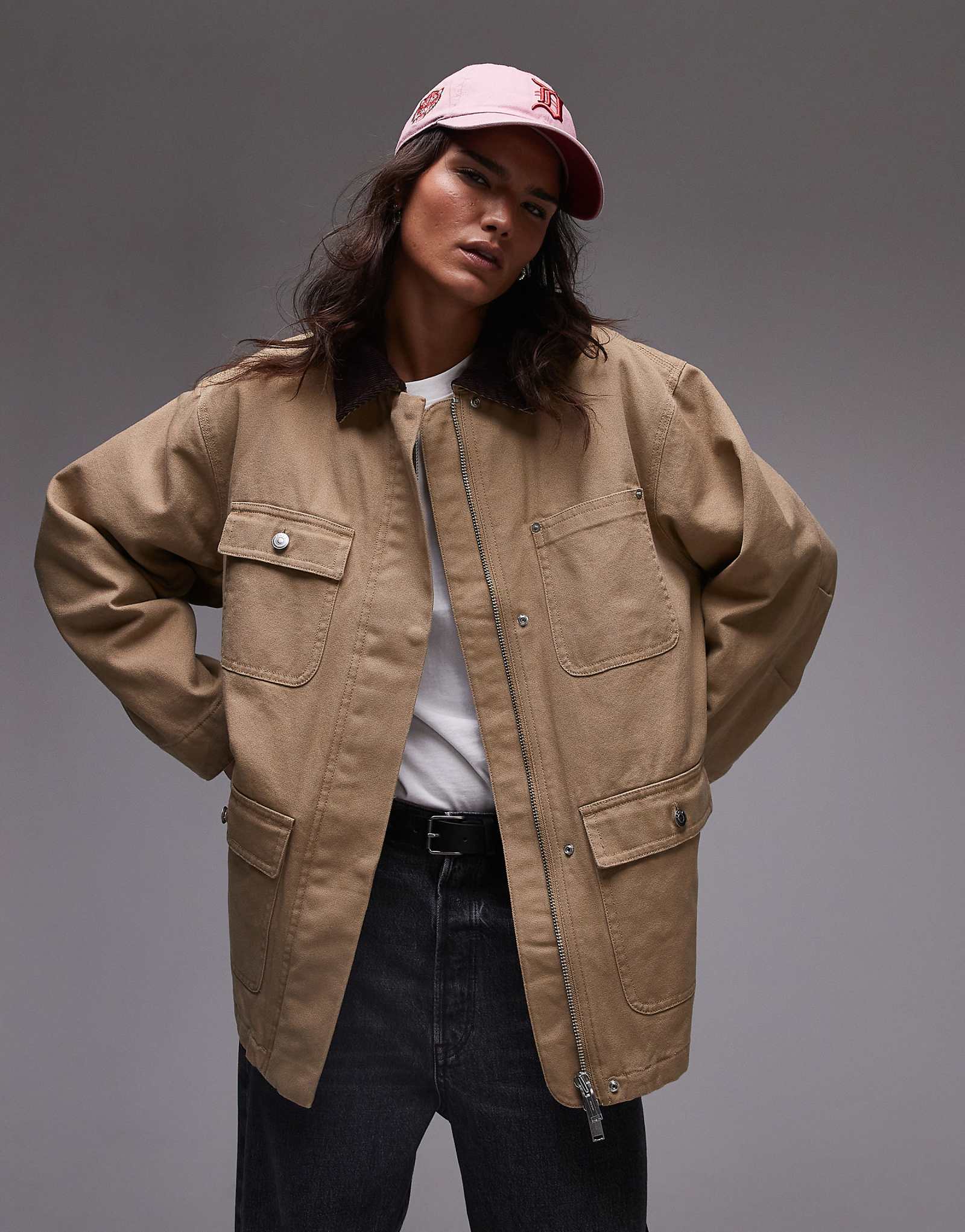 ARKET oversized padded workwear barn jacket with flap pockets and contrast collar 35190₽