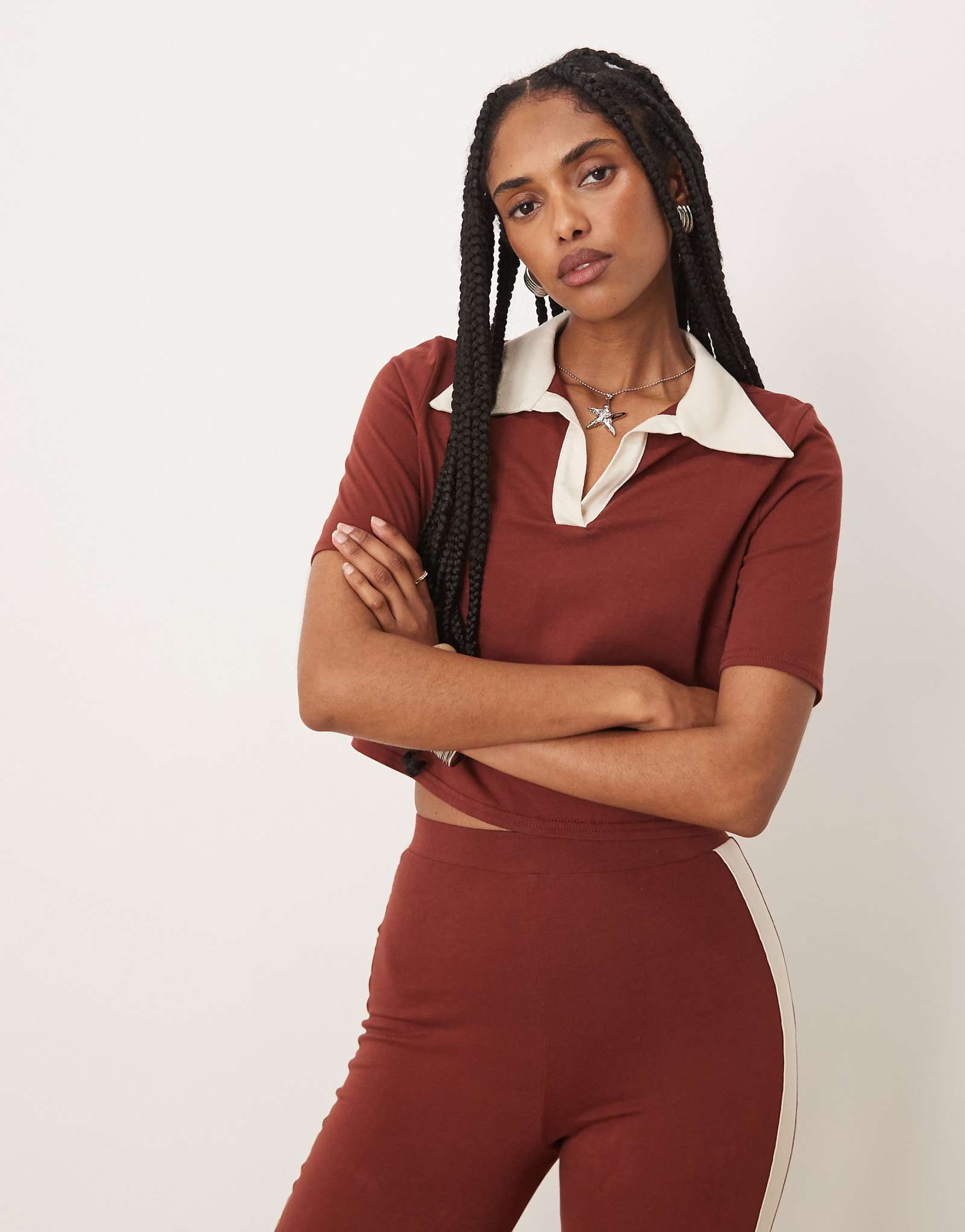Isabelle Pennington-Edmead Kingston polo top in brown - part of a set 12090₽