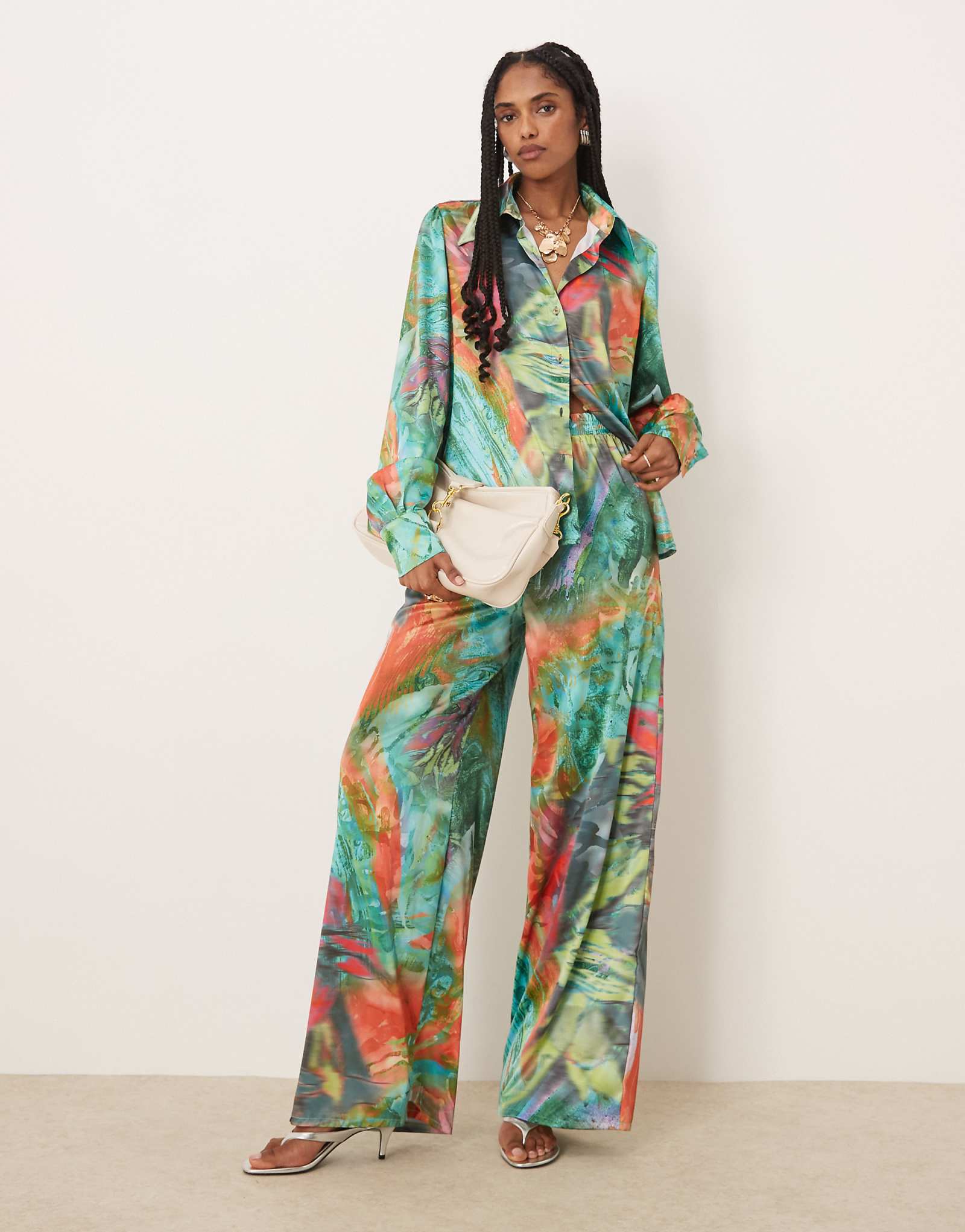 Isabelle Pennington-Edmead Basterre wide leg pants in storm print - part of a set