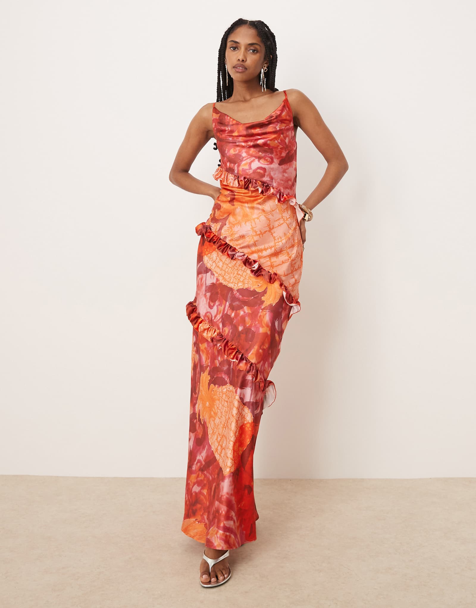 Isabelle Pennington-Edmead Havana maxi dress with ruffle detail in pineapple print