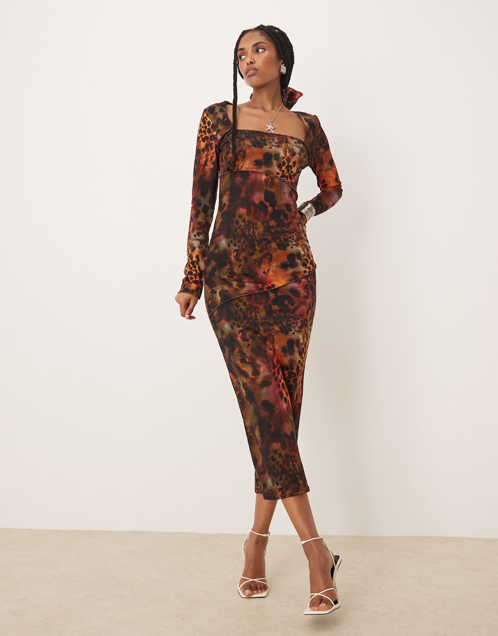 Isabelle Pennington-Edmead Montego midaxi Dress in tiger shell print