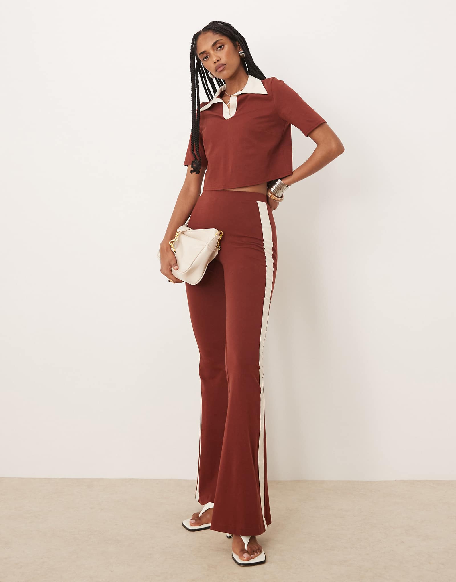 Isabelle Pennington-Edmead Kingston flare pants in brown - part of a set