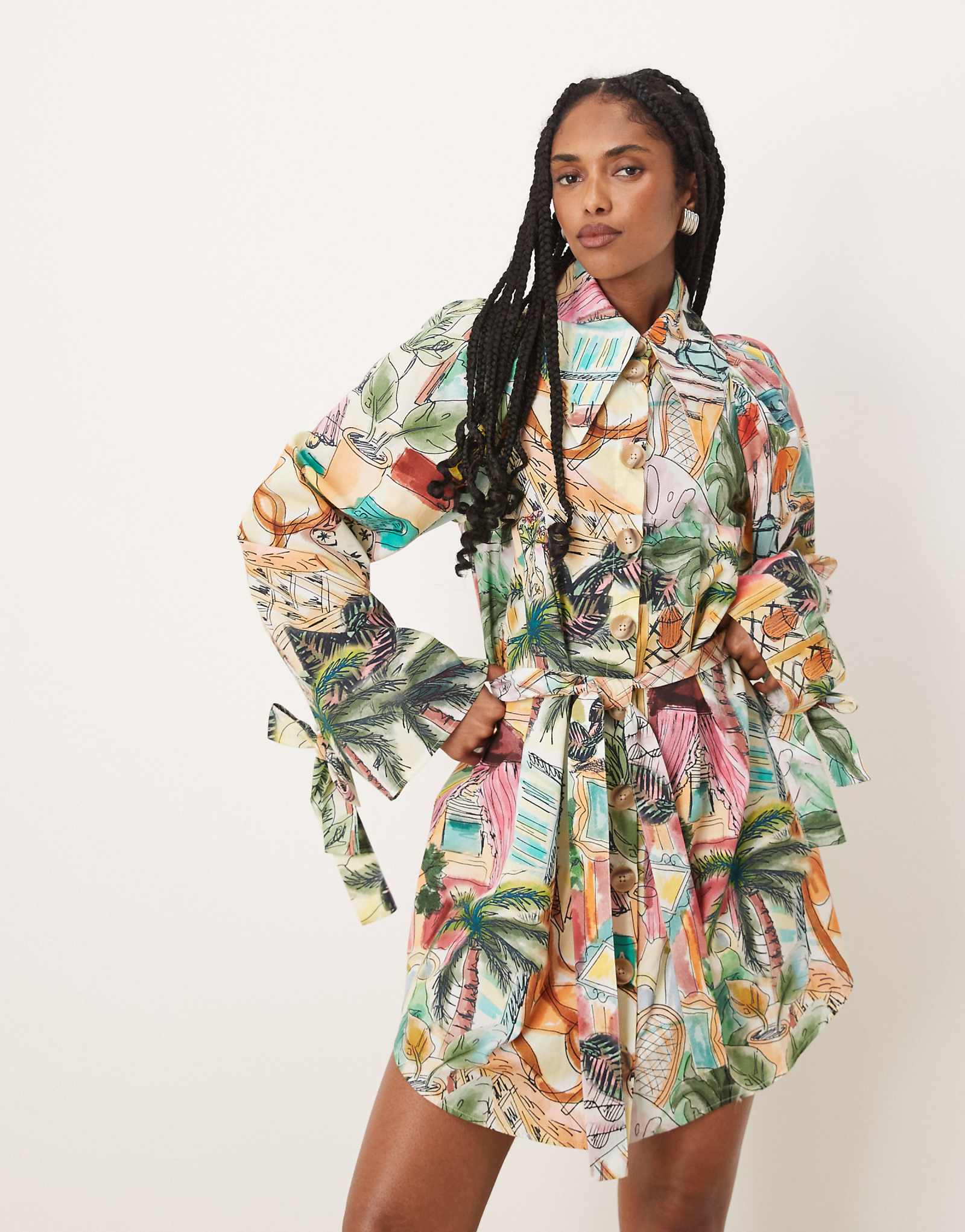 Isabelle Pennington-Edmead Dominica Shirt mini dress in sanctuary print 25290₽