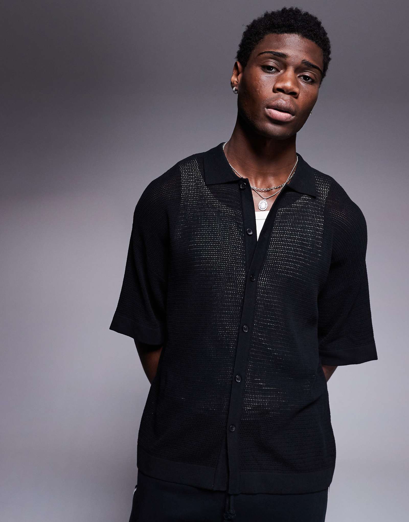 ADPT crochet shirt in black 6190₽