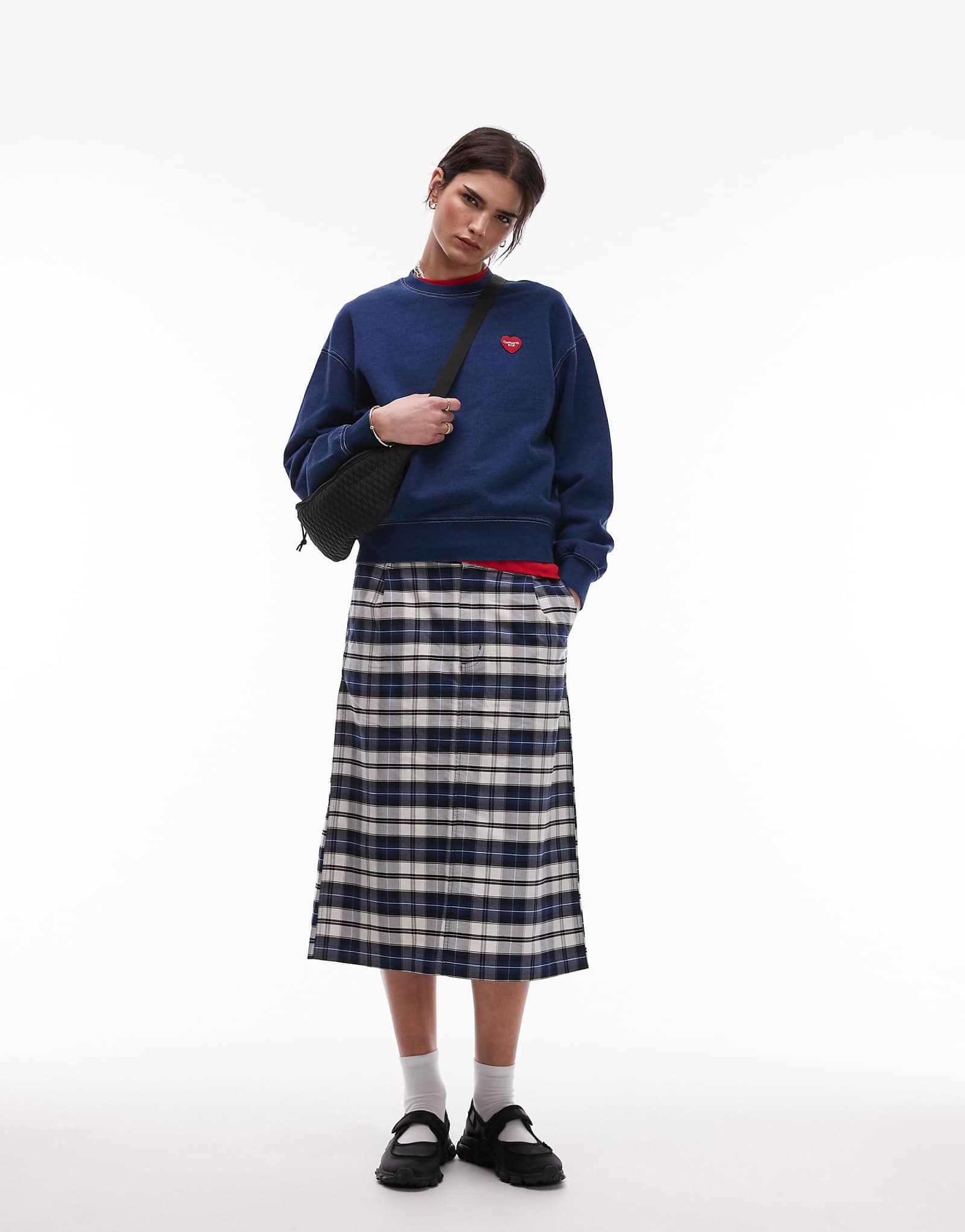 Carhartt WIP tarbell plaid skirt in navy 21390₽