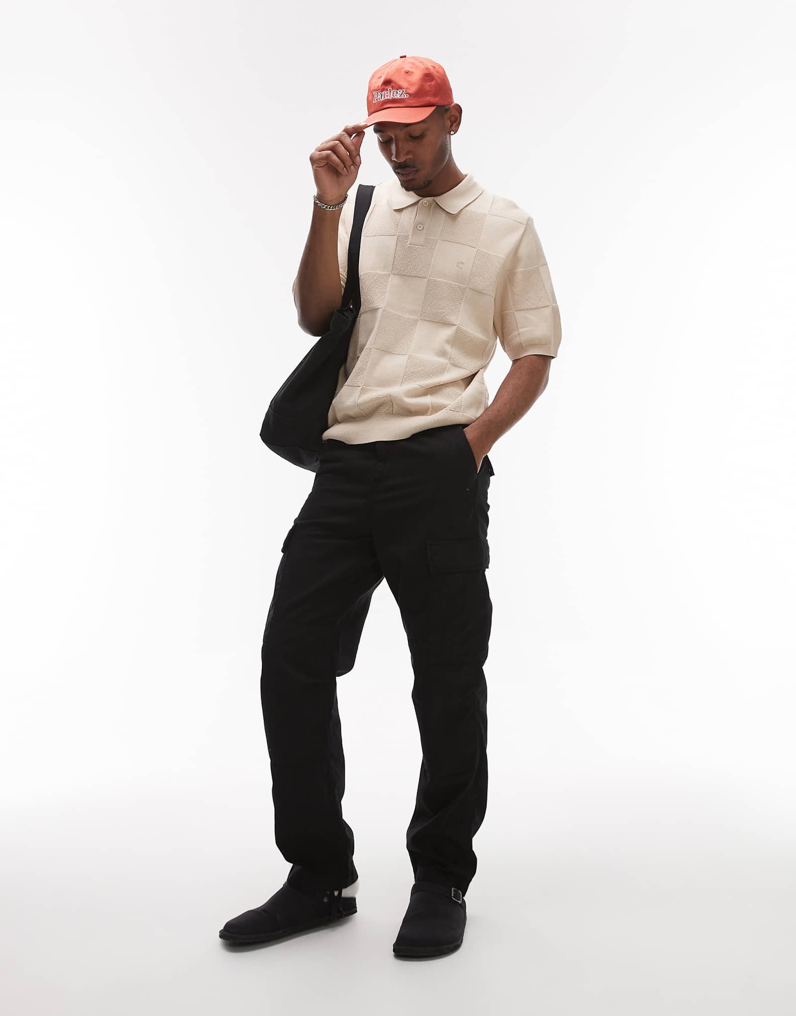 Carhartt WIP checkerboard polo shirt in beige 22190₽