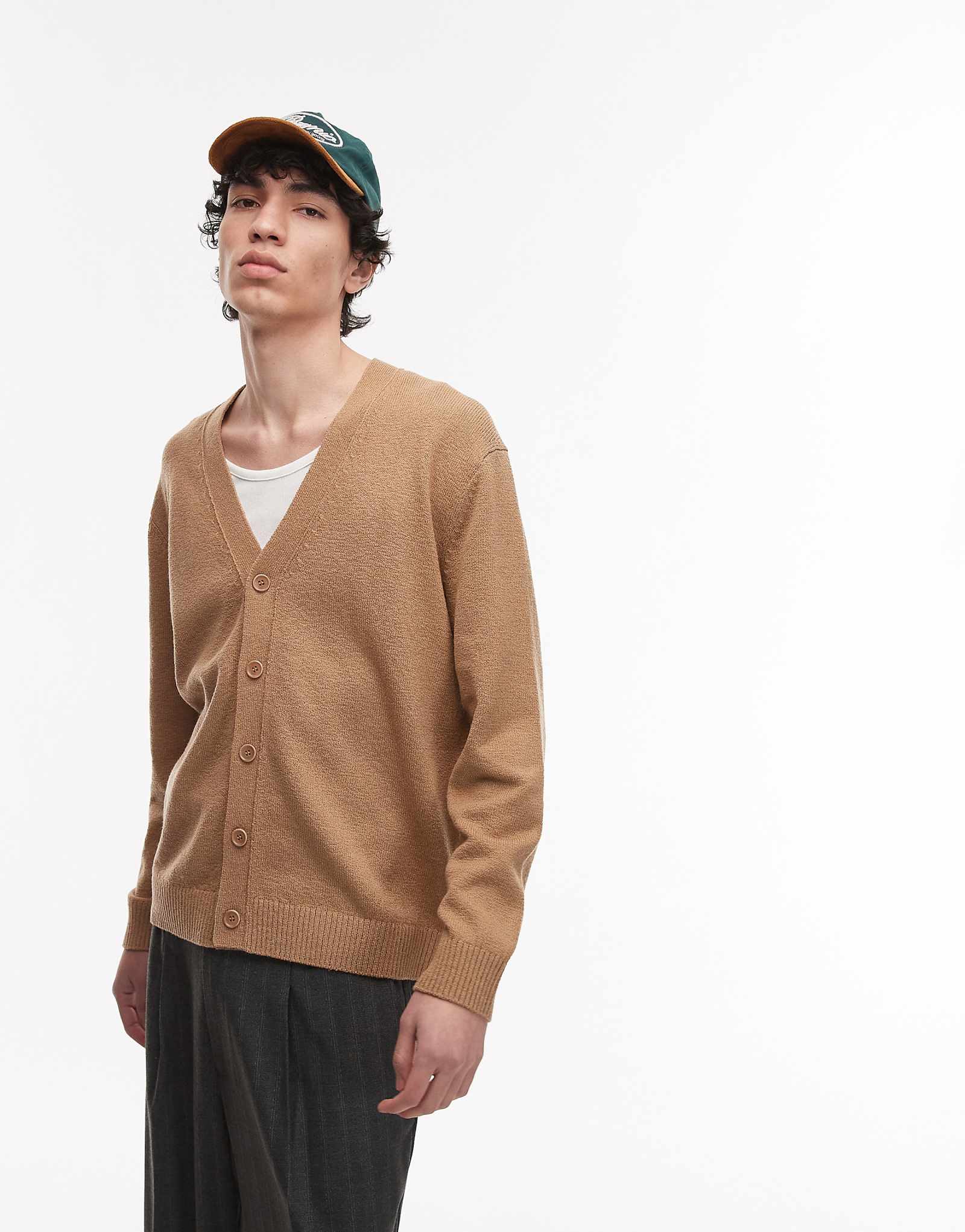 ARKET textured lightweight knit cardigan in camel beige 20190₽