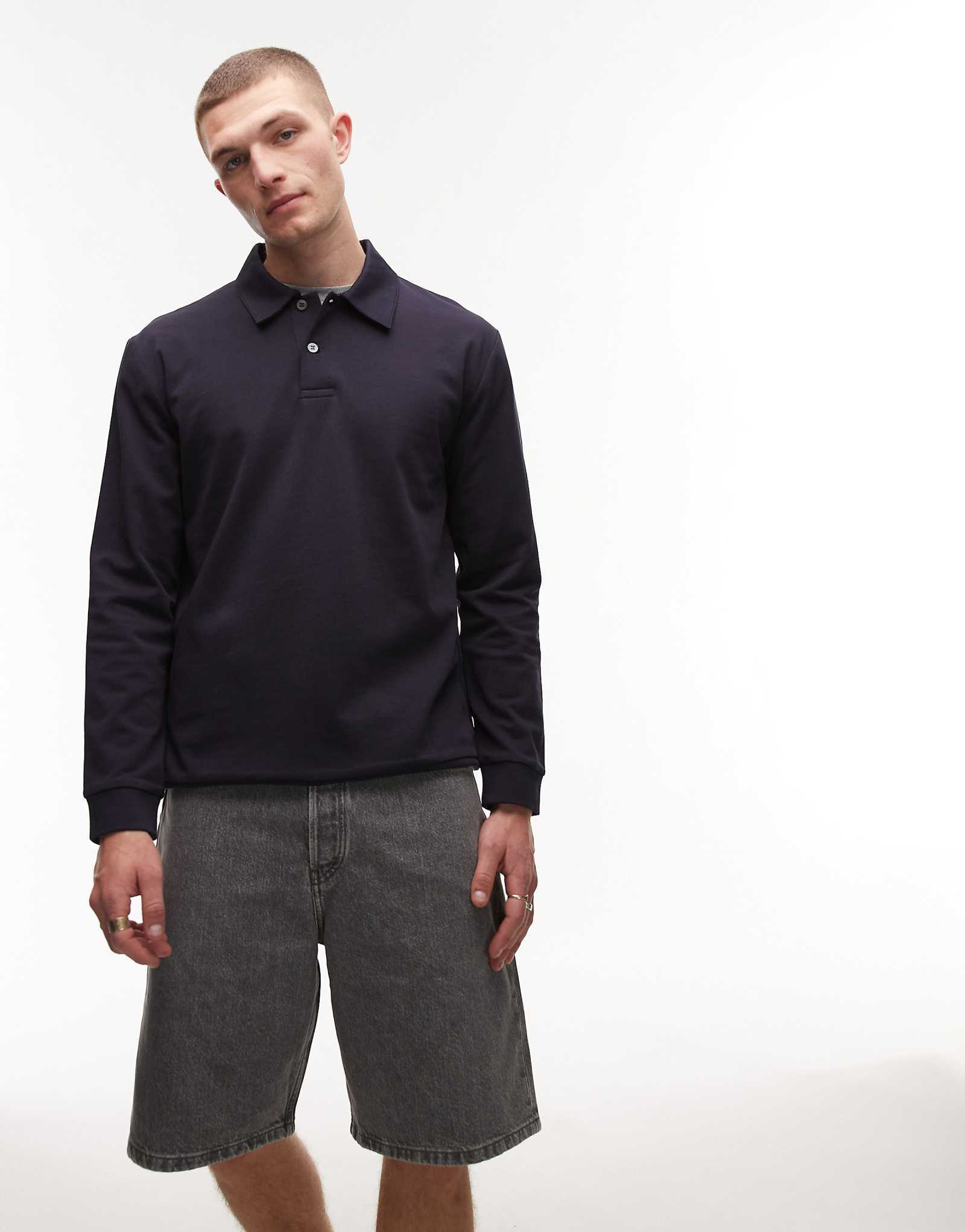 ARKET long sleeve polo shirt in navy blue 14090₽