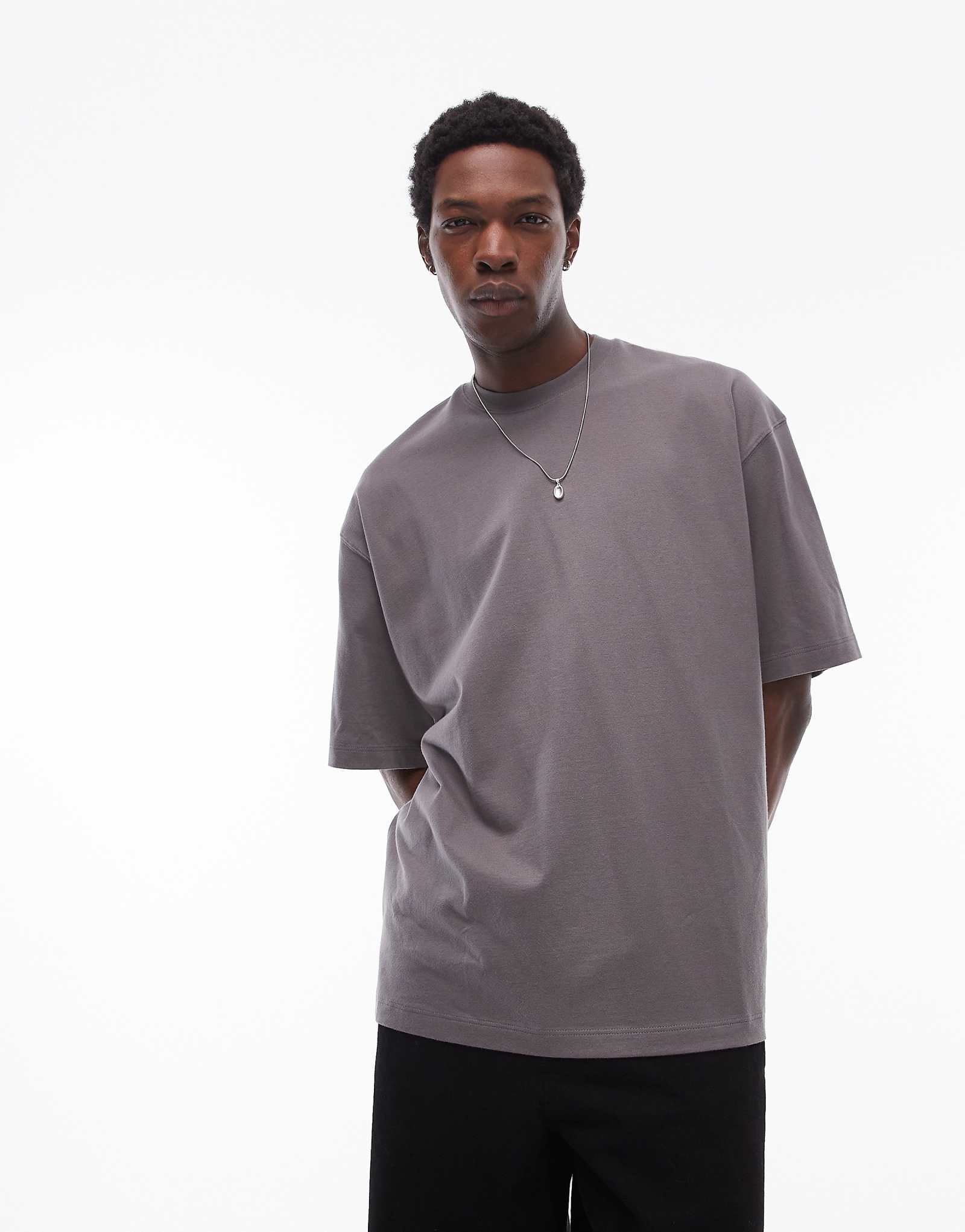 Topman extreme oversized fit t-shirt in mid gray