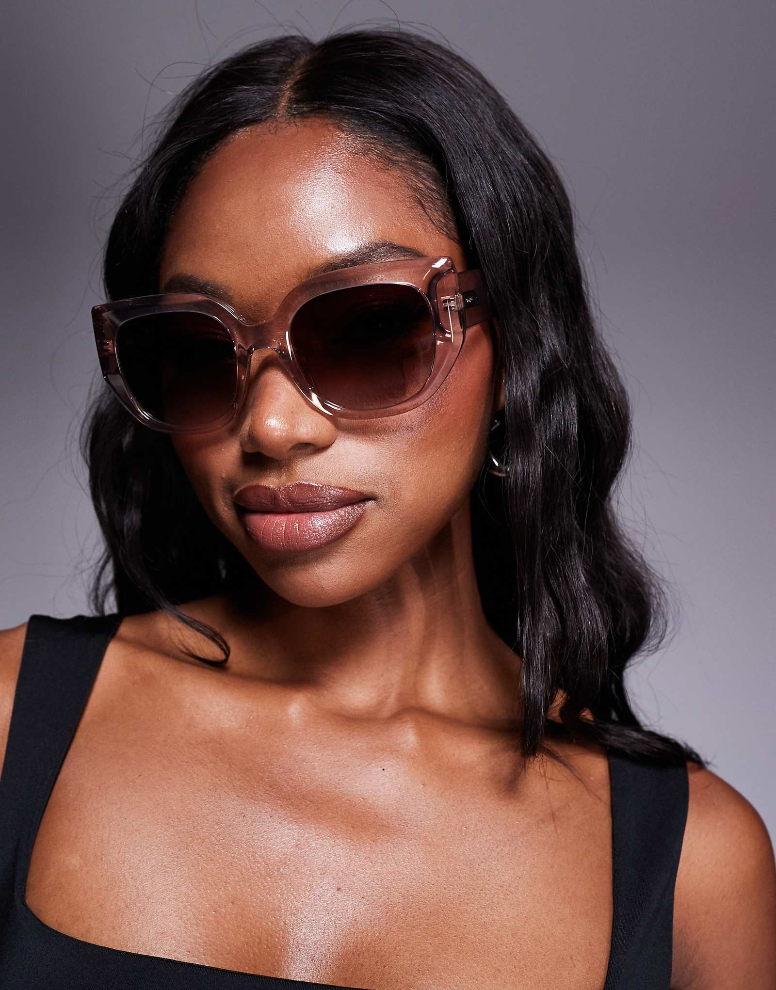 Quay after hours square sunglasses in transparent lilac