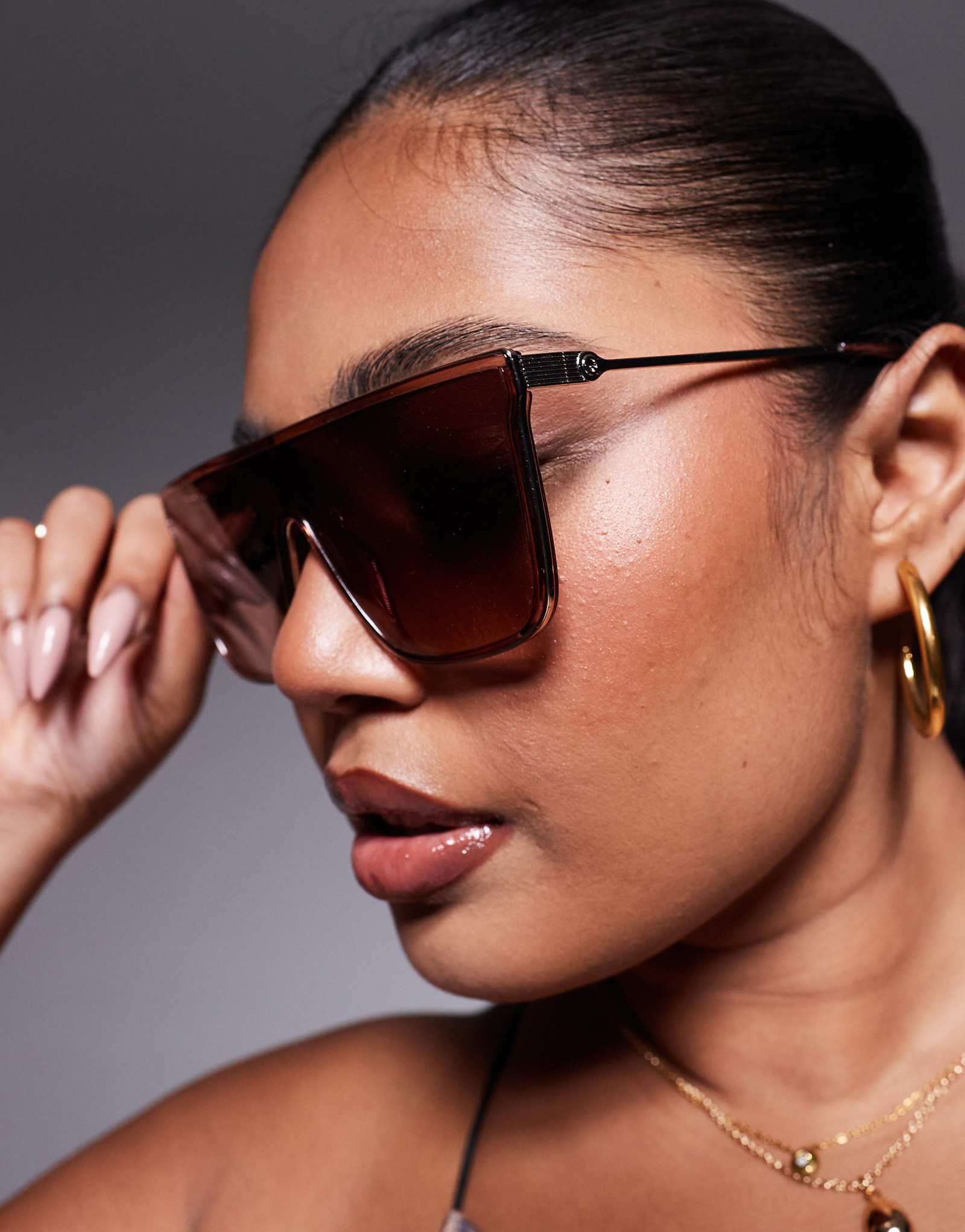 Quay Nightfall Remixed shield sunglasses in blush pink