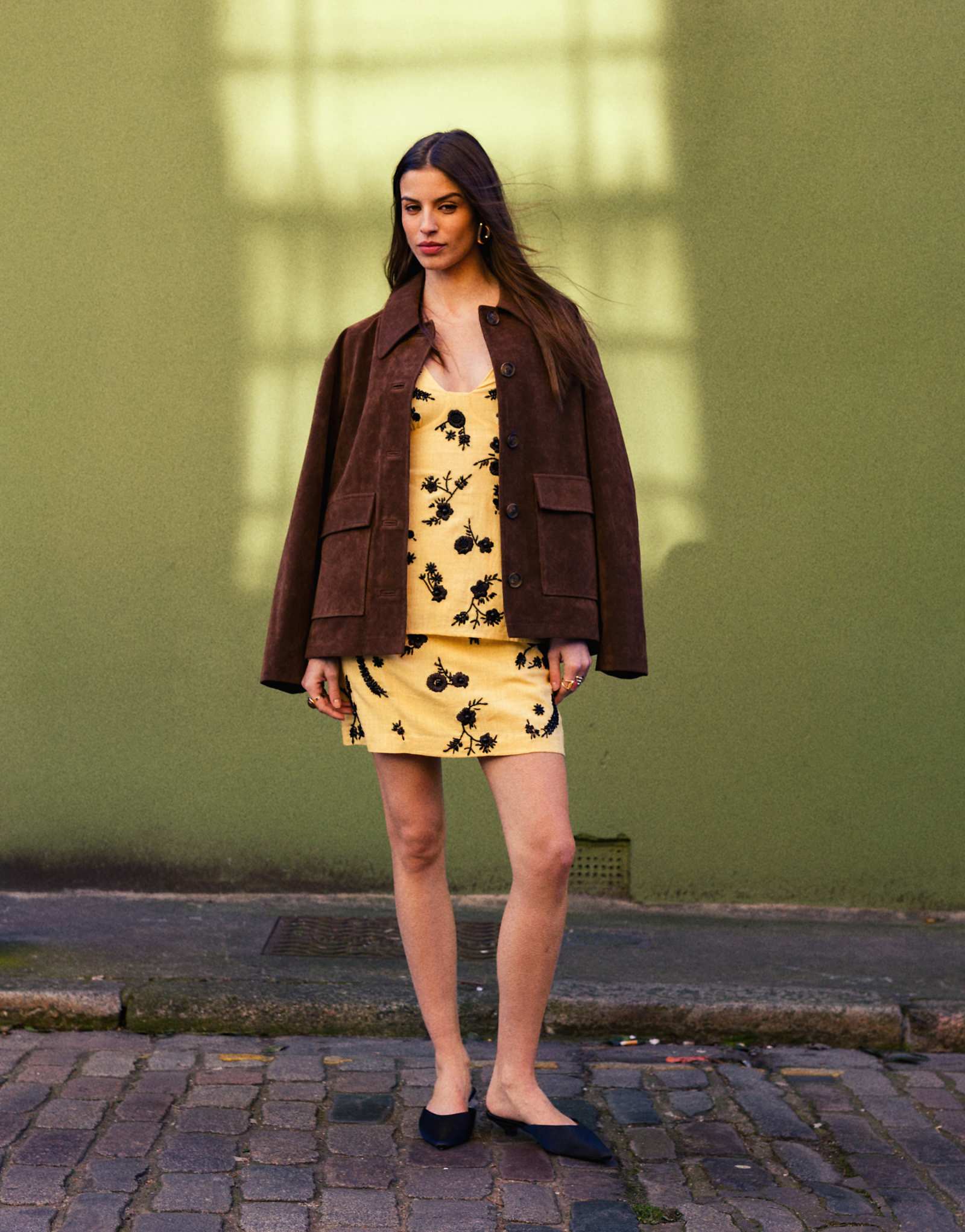 Topshop embellished linen mini skirt in yellow - part of a set 3790₽