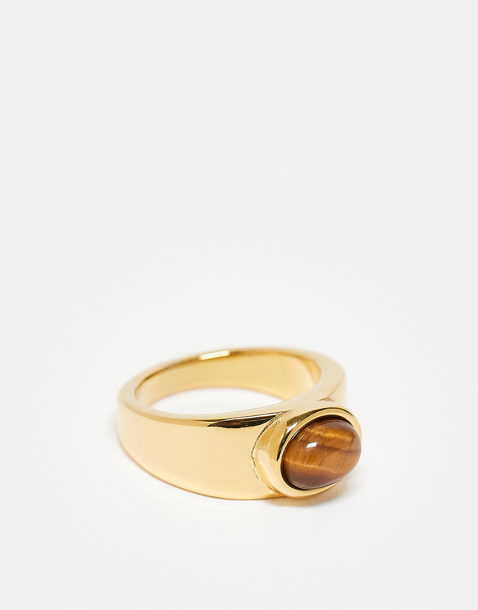 Topshop Rylie 24k gold stainless ring with brown stone in gold 3990₽
