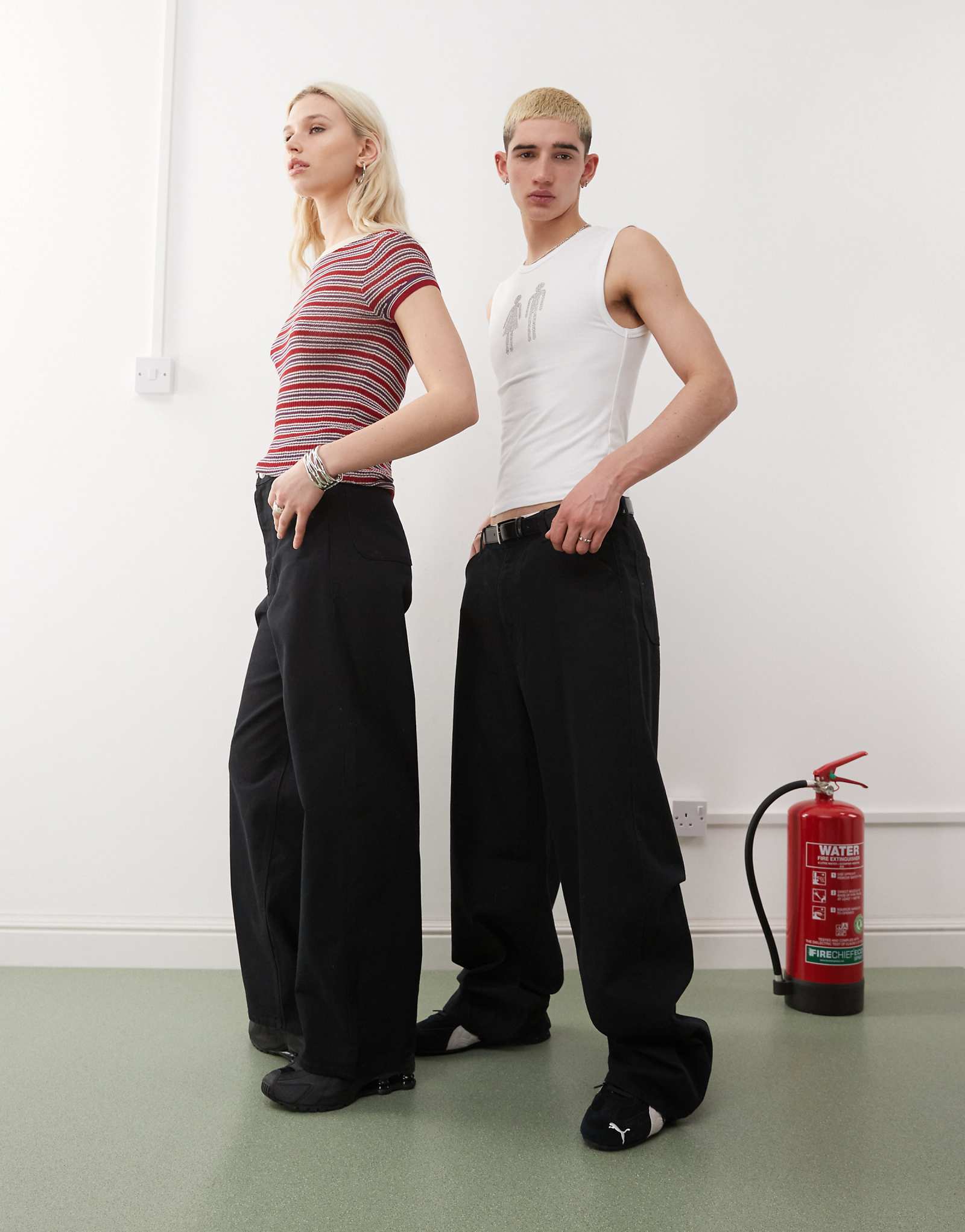 Weekday Astro Unisex linen blend pants in black