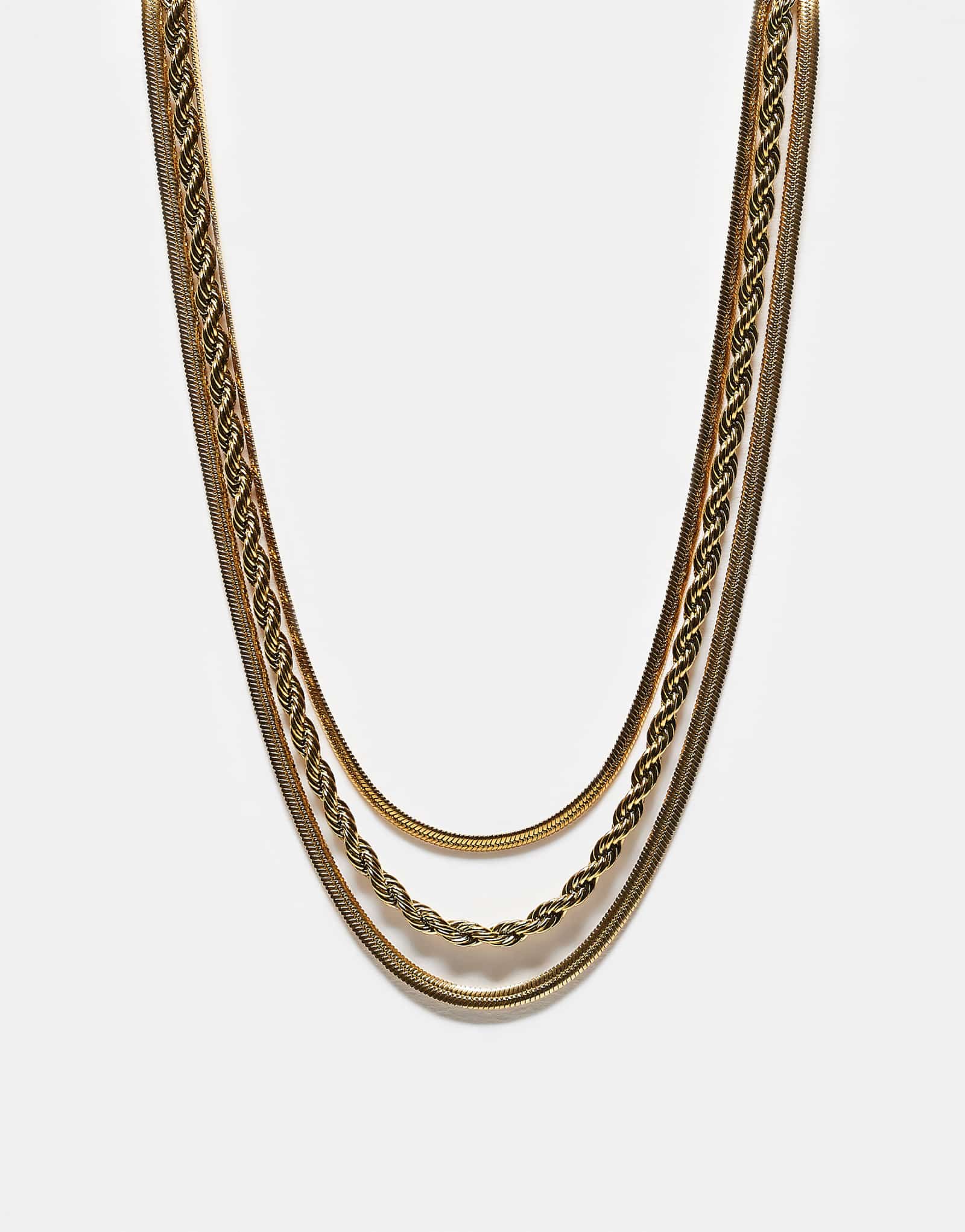 Neck On The Line gold plated stainless steel 3 pack of layering necklaces 7990₽