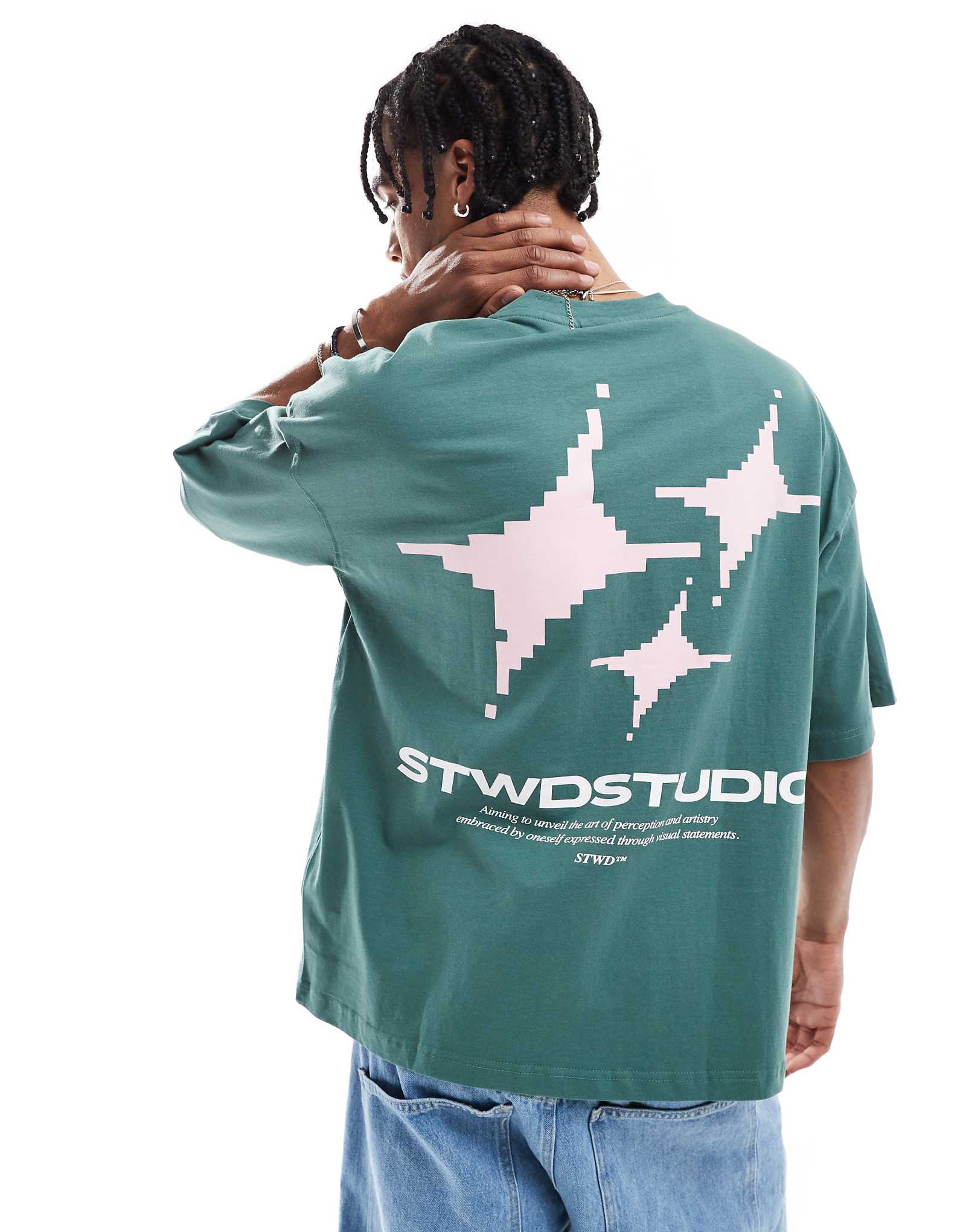 Pull-Bear STWD back graphic t-shirt in green 4390₽