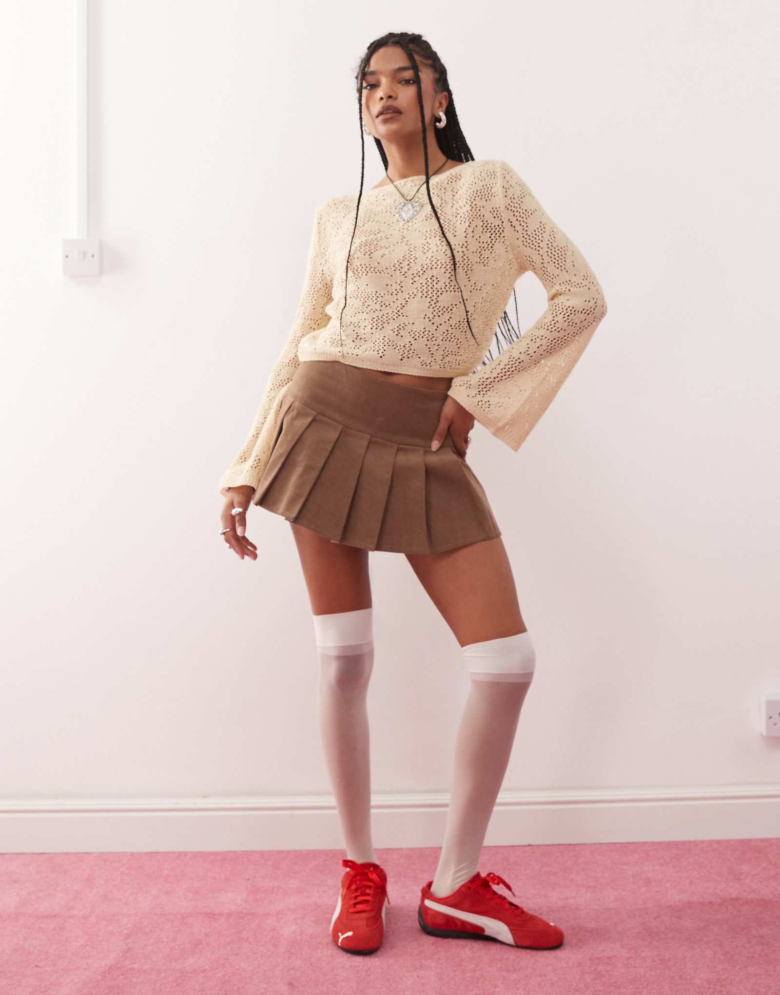Reclaimed Vintage long sleeve knit top in cream
