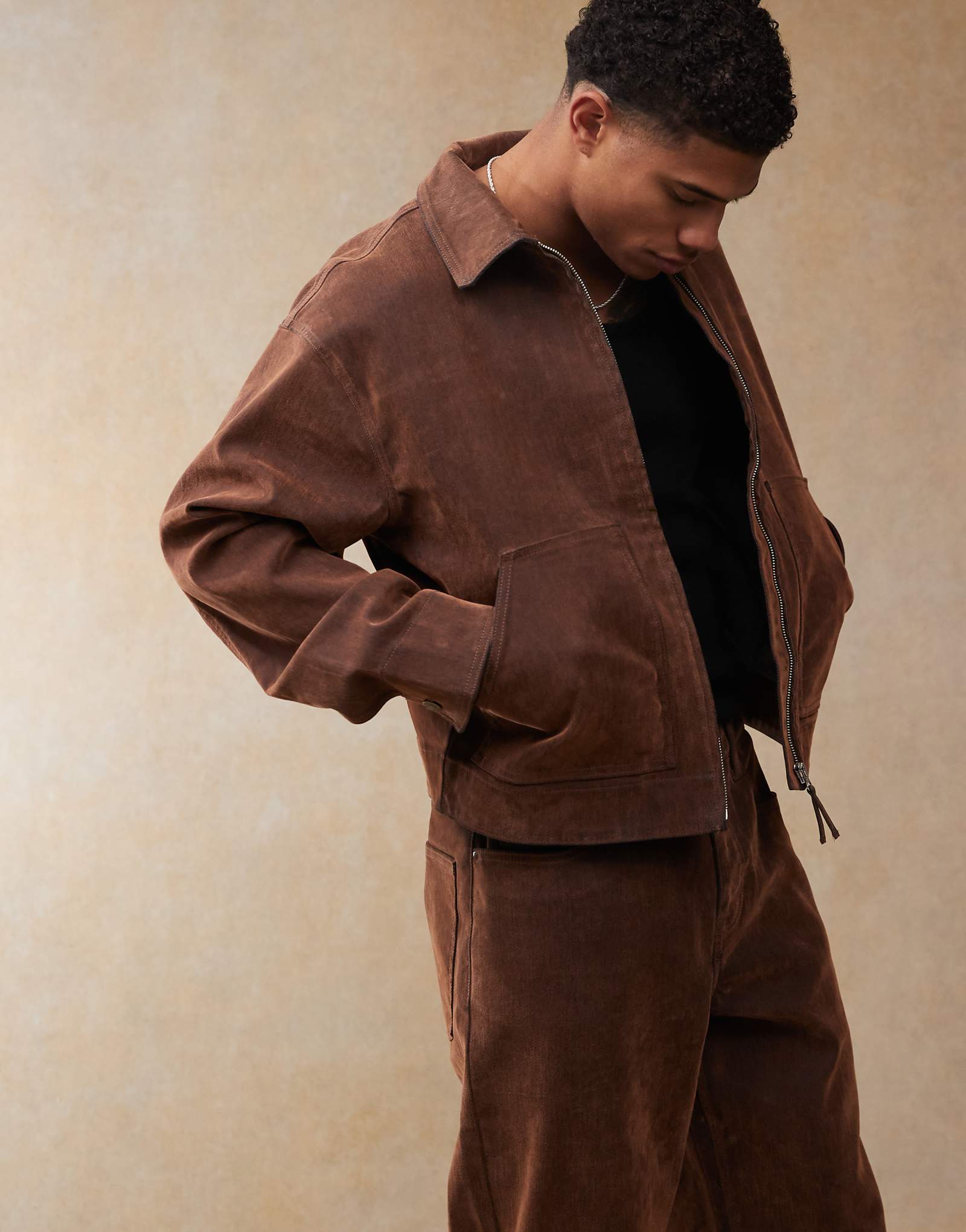 ASOS DESIGN harrington jacket in tan - part of a set 18890₽