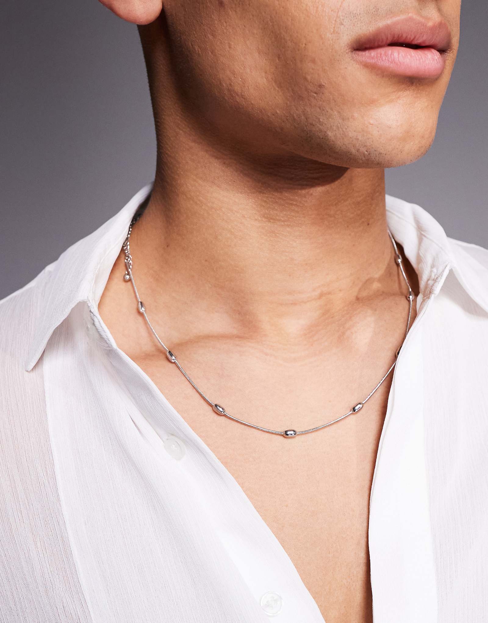 ASOS DESIGN 2 pack waterproof stainless steel dot dash chain necklace in silver tone 2090₽